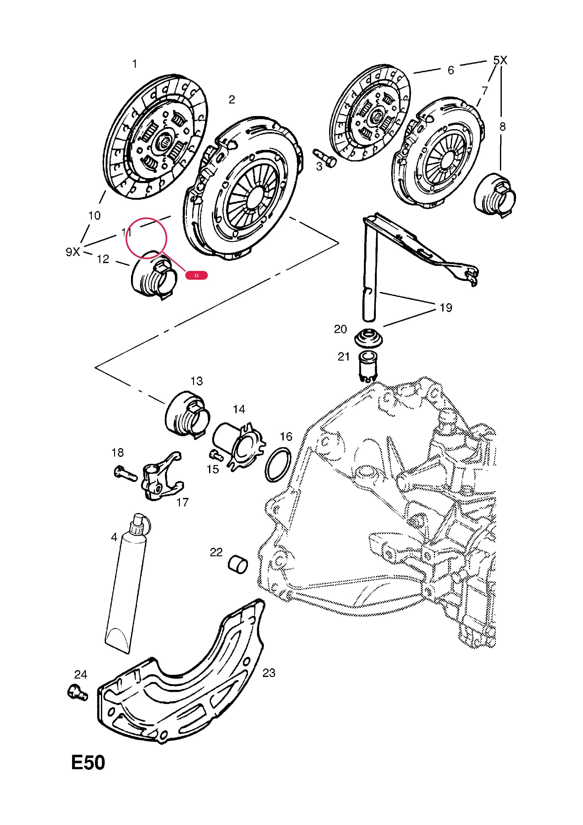 -BEARING,CLUTCH RELEASE — Opel  CORSA-B ( 1993 -  2002) — E ENGINE AND CLUTCH › 5 C14SEL[L95],X14XE[L95] ENGINES
