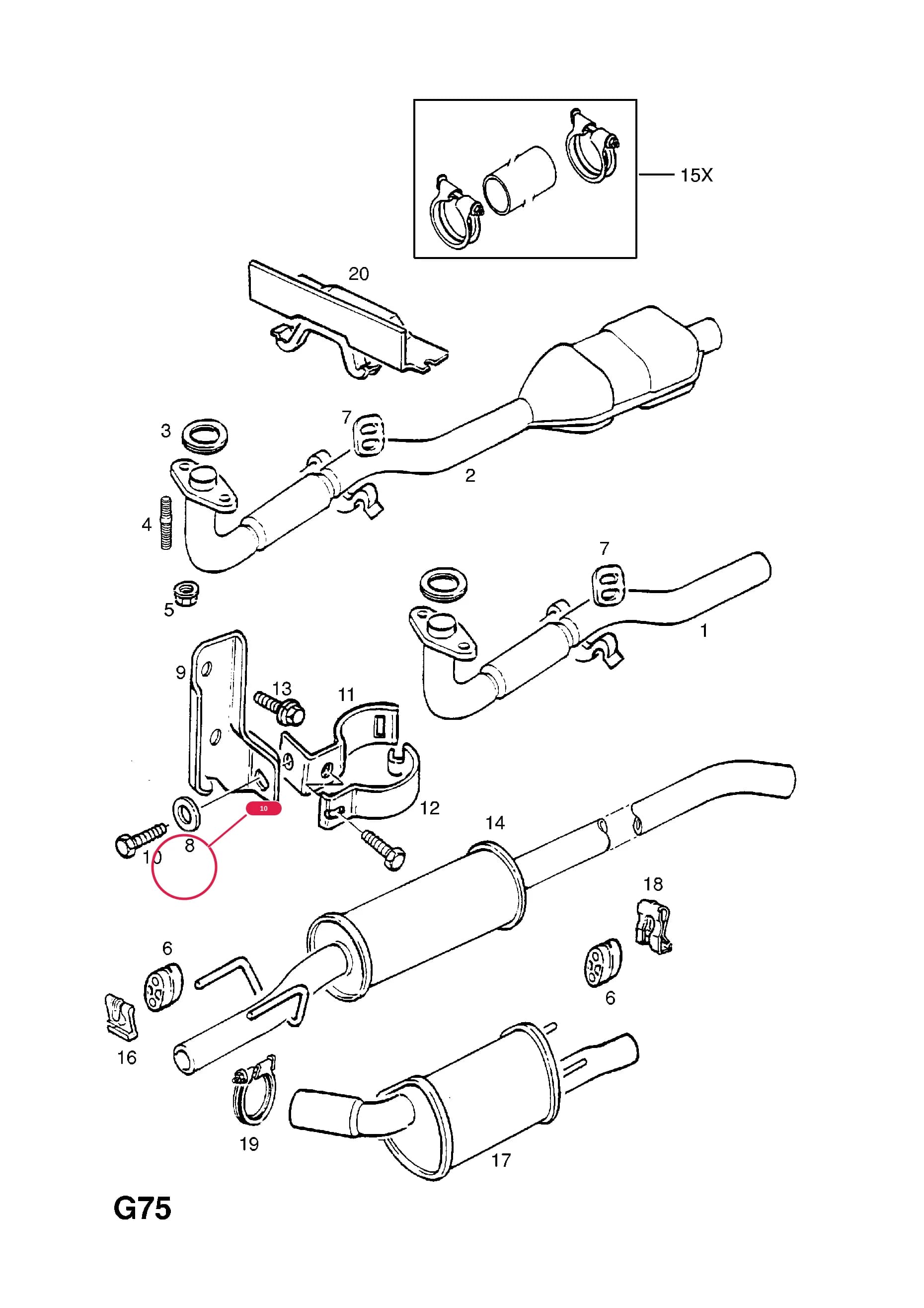 SCREW,HEX.HD.,SUPPORT FIXING (NLS.- NO REPLACEMENT PART) — Opel  CORSA-B ( 1993 -  2002) — G FUEL AND EXHAUST › 72.EXHAUST PIPE,SILENCER AND CATALYTIC CONVERTER (CONTD.)