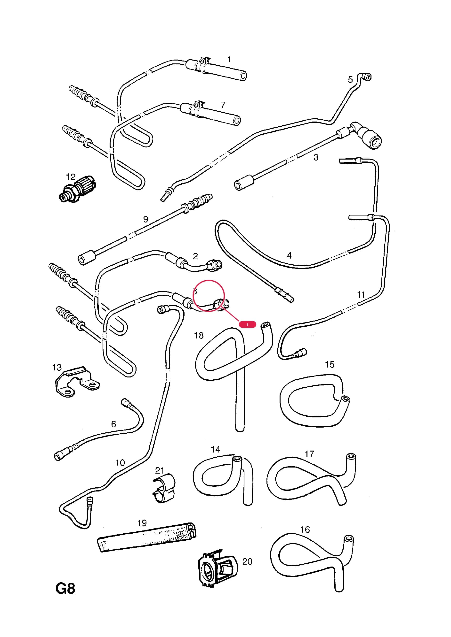 PIPE,FUEL RETURN,FRONT — Opel  CORSA-B ( 1993 -  2002) — G FUEL AND EXHAUST › 164.FUEL PIPES AND FITTINGS (CONTD.)