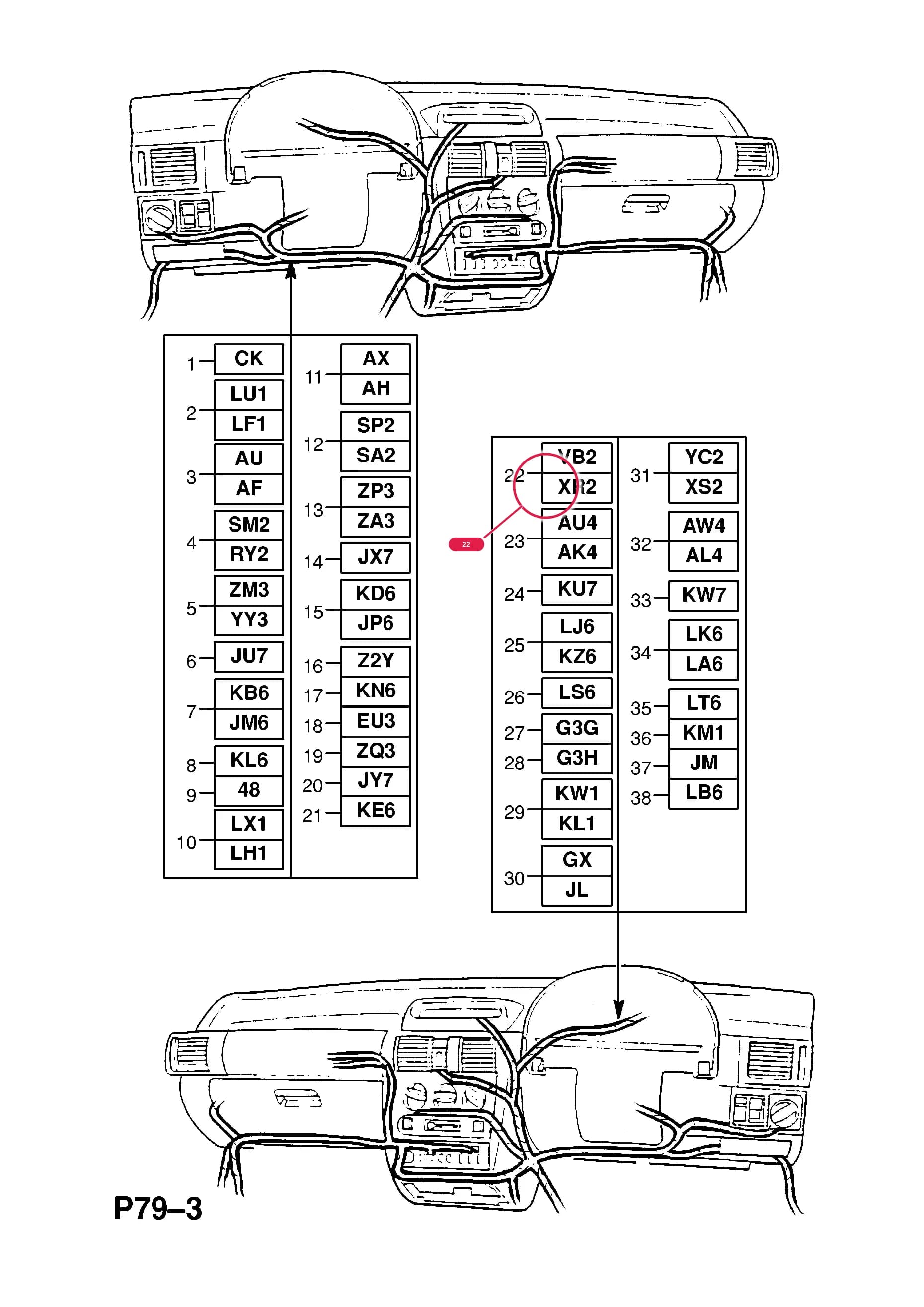 HARNESS,ASSY.,INSTRUMENT PANEL,RHD (IDENT VB2 ALSO SERVICES IDENT XR2) (MANUAL TRANSMISSION) (NLS.- NO REPLACEMENT PART)  (PRODUCTION NO. 90533364) — Opel  CORSA-B ( 1993 -  2002) — P ELECTRICAL › 9 WIRING HARNESS