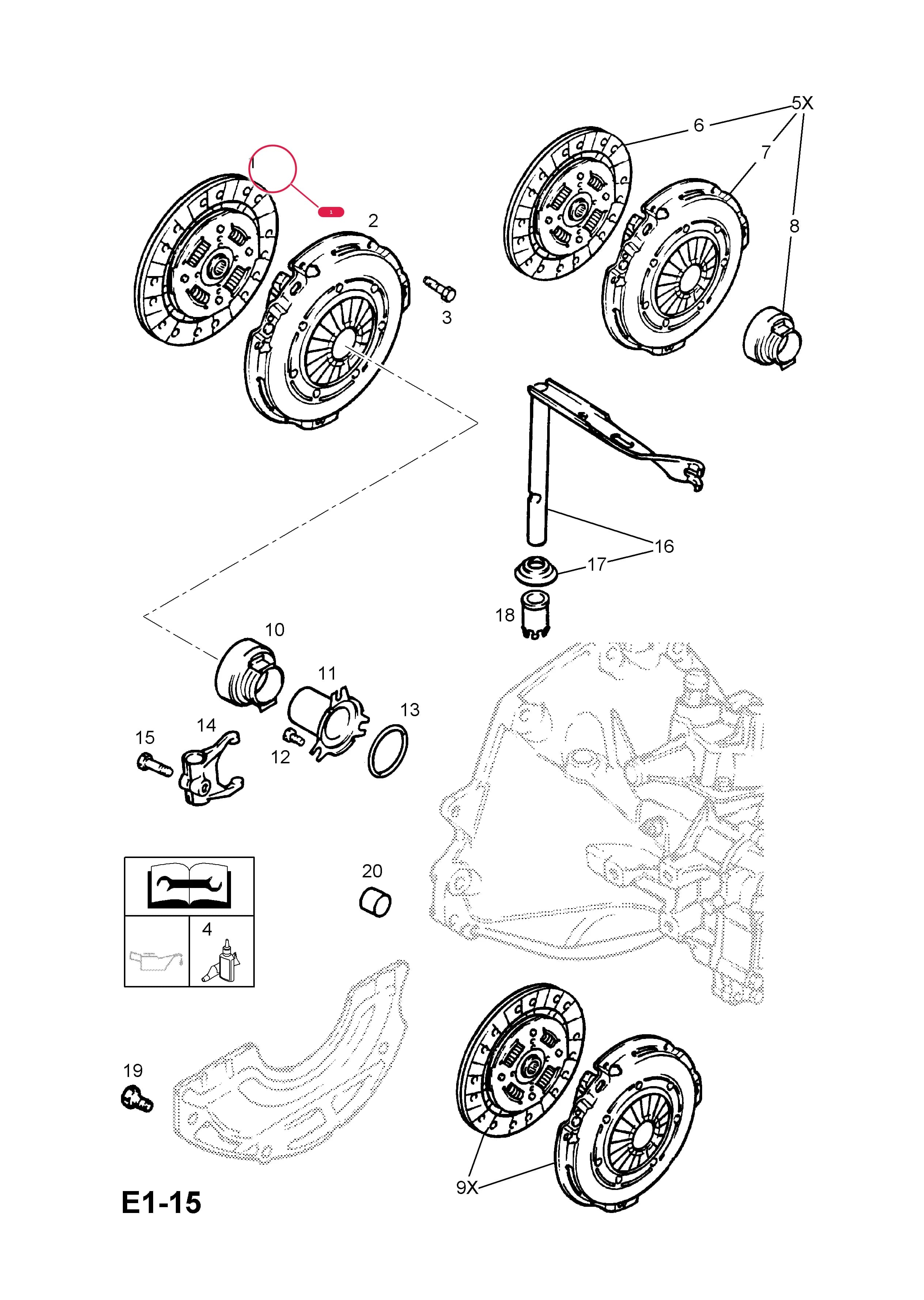 DISC,ASSY.,CLUTCH  (PRODUCTION NO. 55559471) — Opel  CORSA-B ( 1993 -  2002) — E ENGINE AND CLUTCH › 1 X10XE[LW3] ENGINE