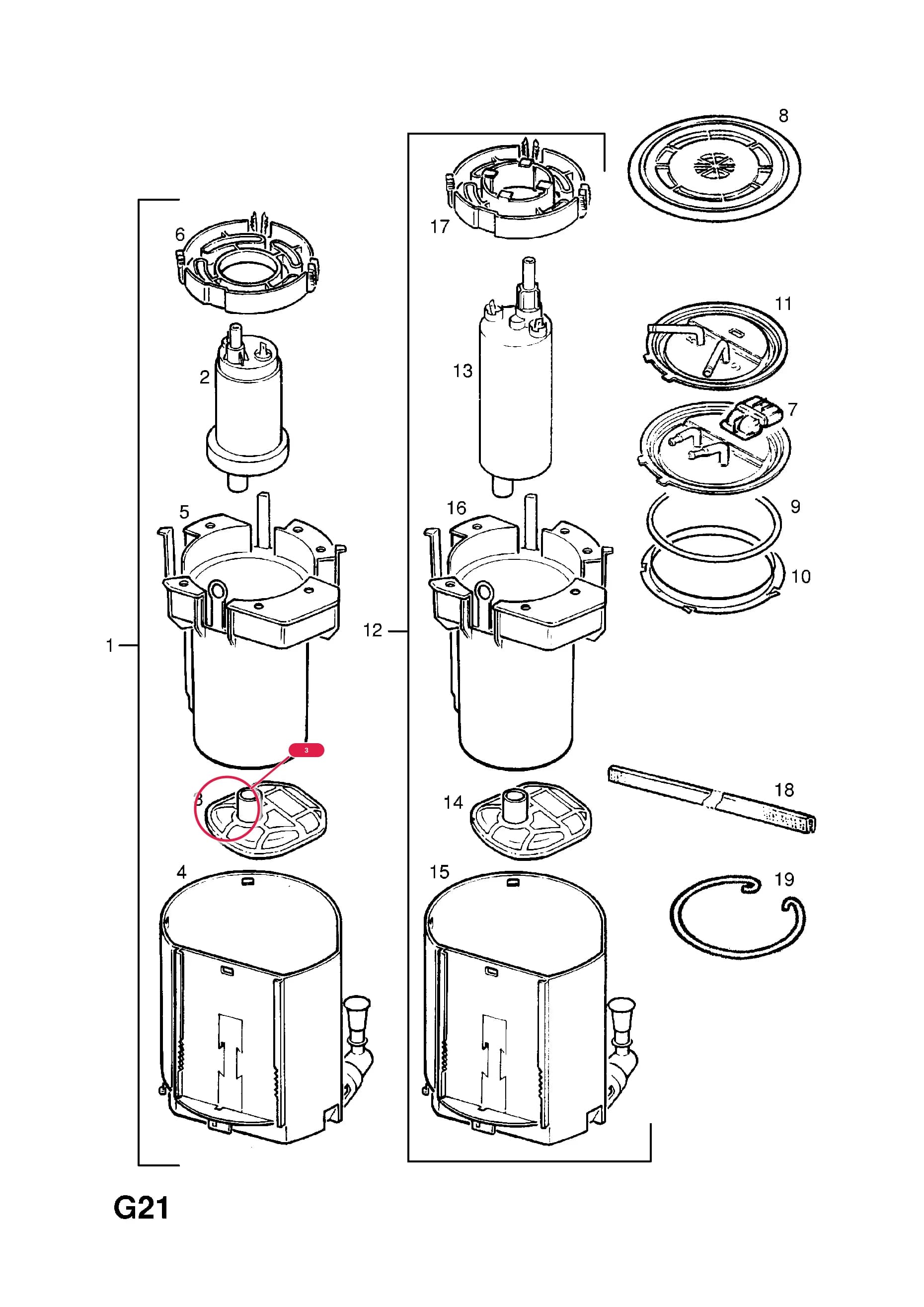 FILTER,FUEL PUMP  (PRODUCTION NO. 90466778) — Opel  CORSA-B ( 1993 -  2002) — G FUEL AND EXHAUST › 181.X10XE[LW3],X12XE[LW4] ENGINES
