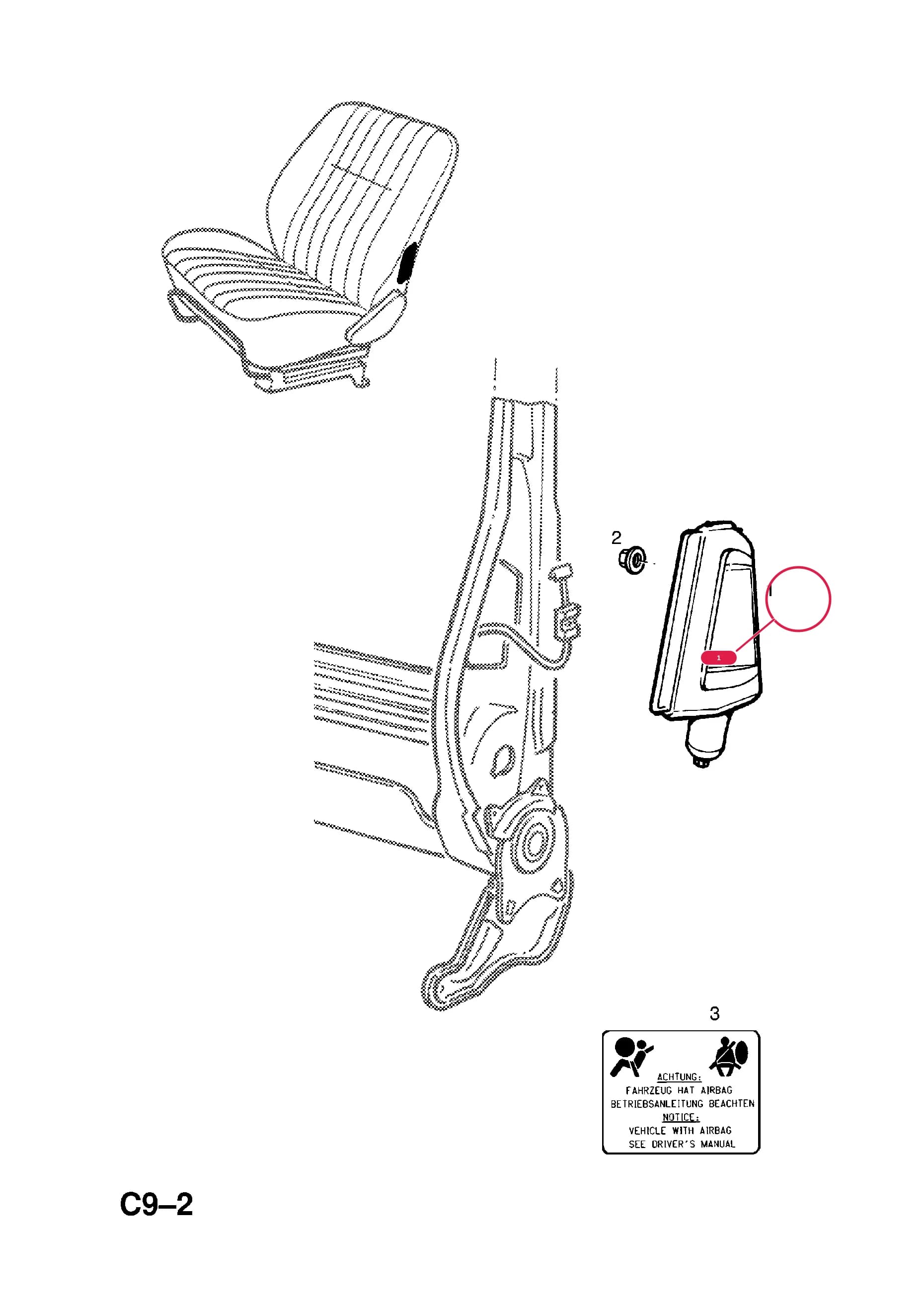 AIR BAG ASSY.,SIDE,FRONT SEAT,RH — Opel  CORSA-B ( 1993 -  2002) — C BODY INTERIOR FITTINGS › 4 AIR BAG