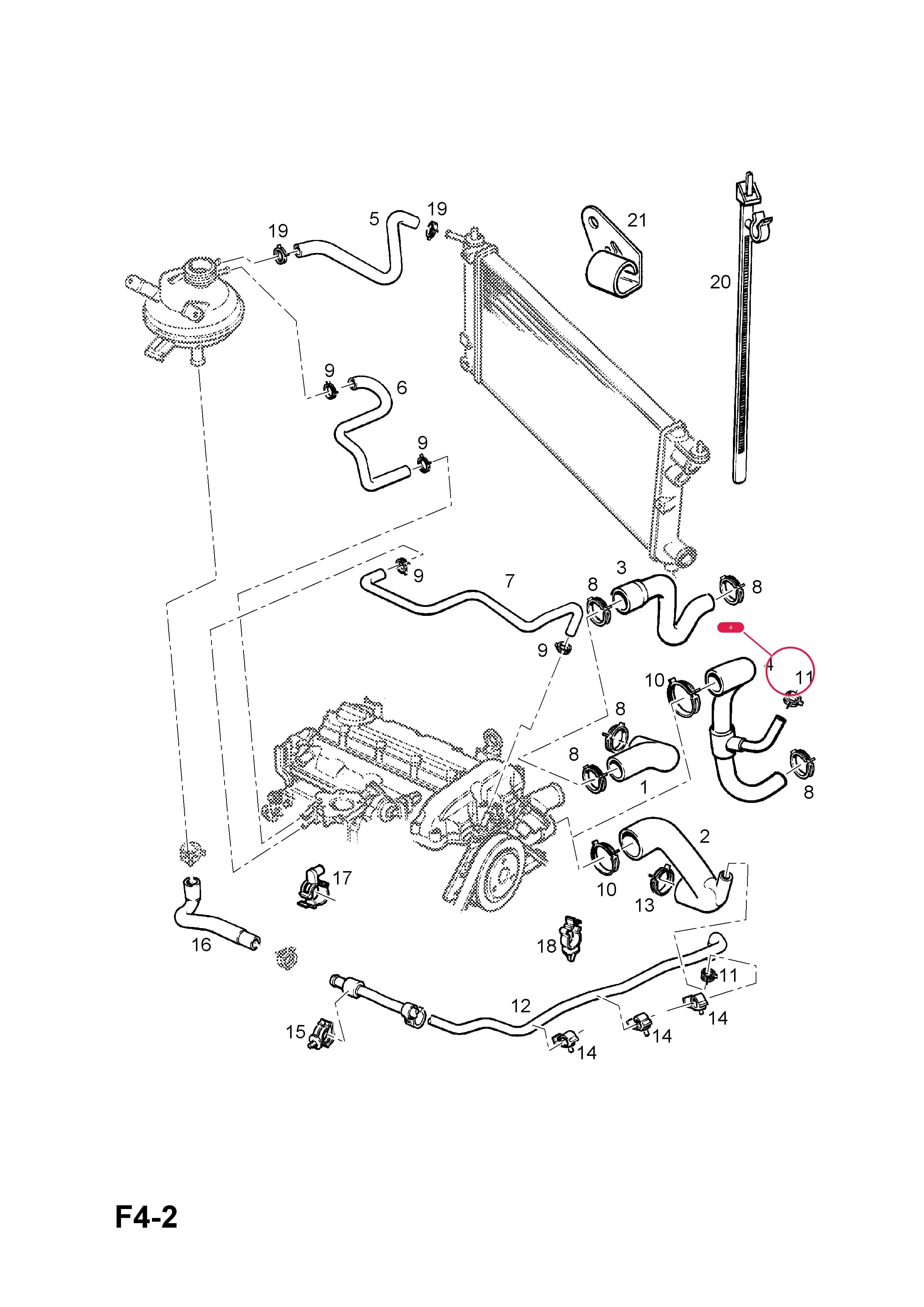 HOSE,RADIATOR OUTLET (AUTOMATIC TRANSMISSION)Примечание:EXC.AIR CONDITIONING — Opel  CORSA-B ( 1993 -  2002) — F COOLING › 13.HOSES AND PIPES (CONTD.)