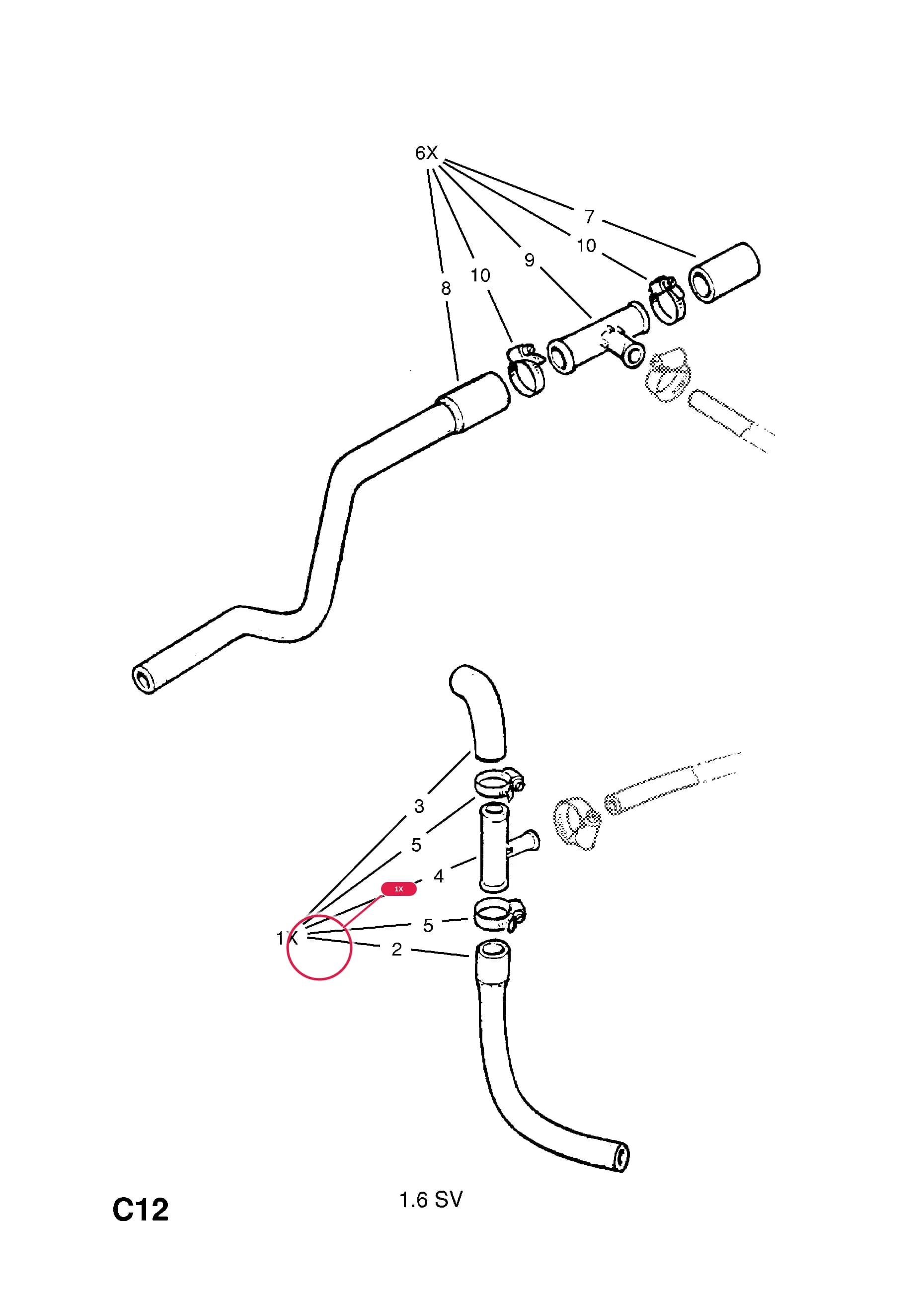 HOSE,HEATER,WATER INLET,ASSY. (NLS.- NO REPLACEMENT PART) — Opel  KADETTE-E ( 1985 -  1993) — C BODY INTERIOR FITTINGS › 4 HEATER AND VENTILATION