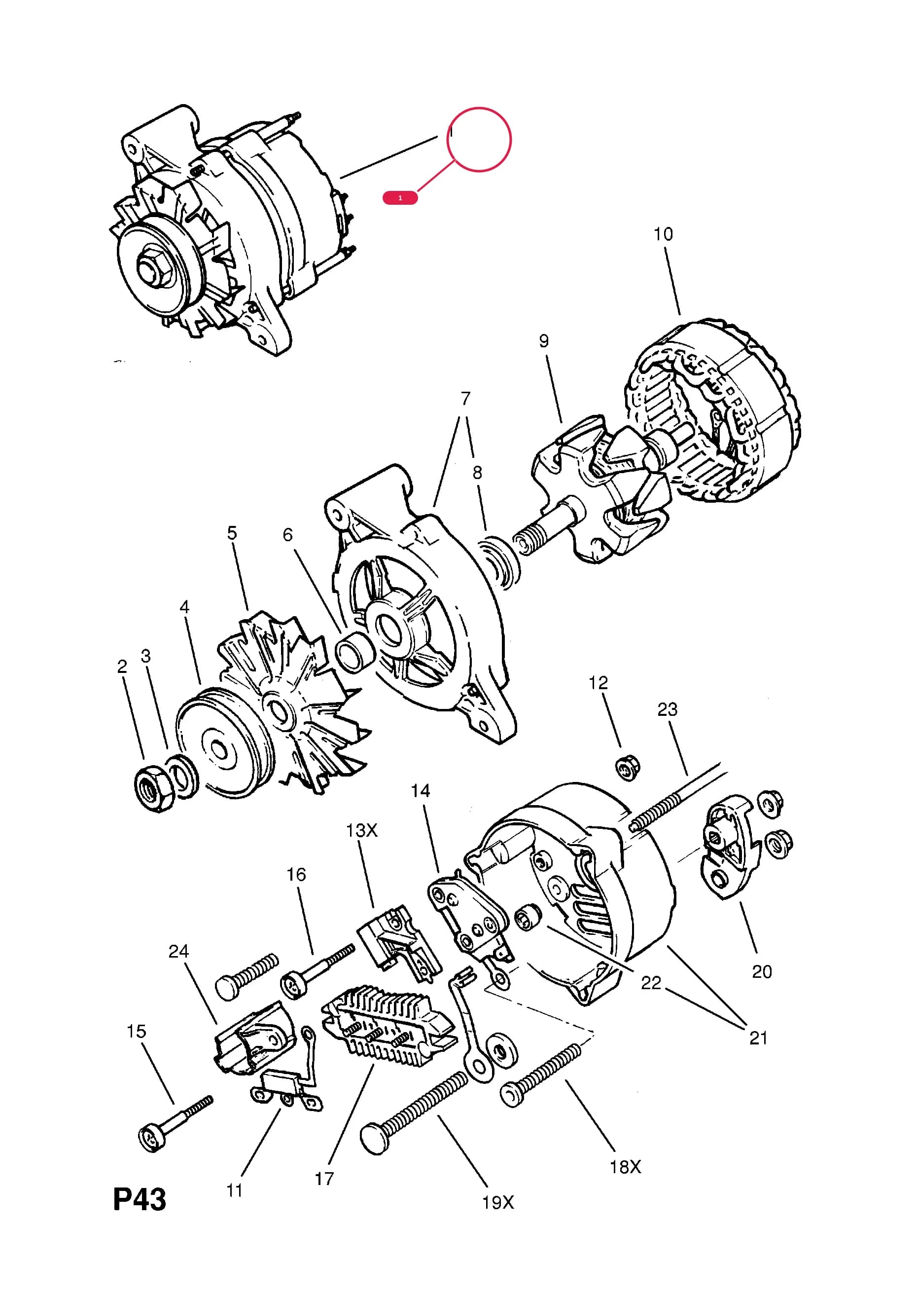 ALTERNATOR,ASSY.,12V.45AMP (DELCO-REMY) (NLS.- USE 3472231  12 04 319) — Opel  KADETTE-E ( 1985 -  1993) — P ELECTRICAL › 1 ENGINE AND COOLING