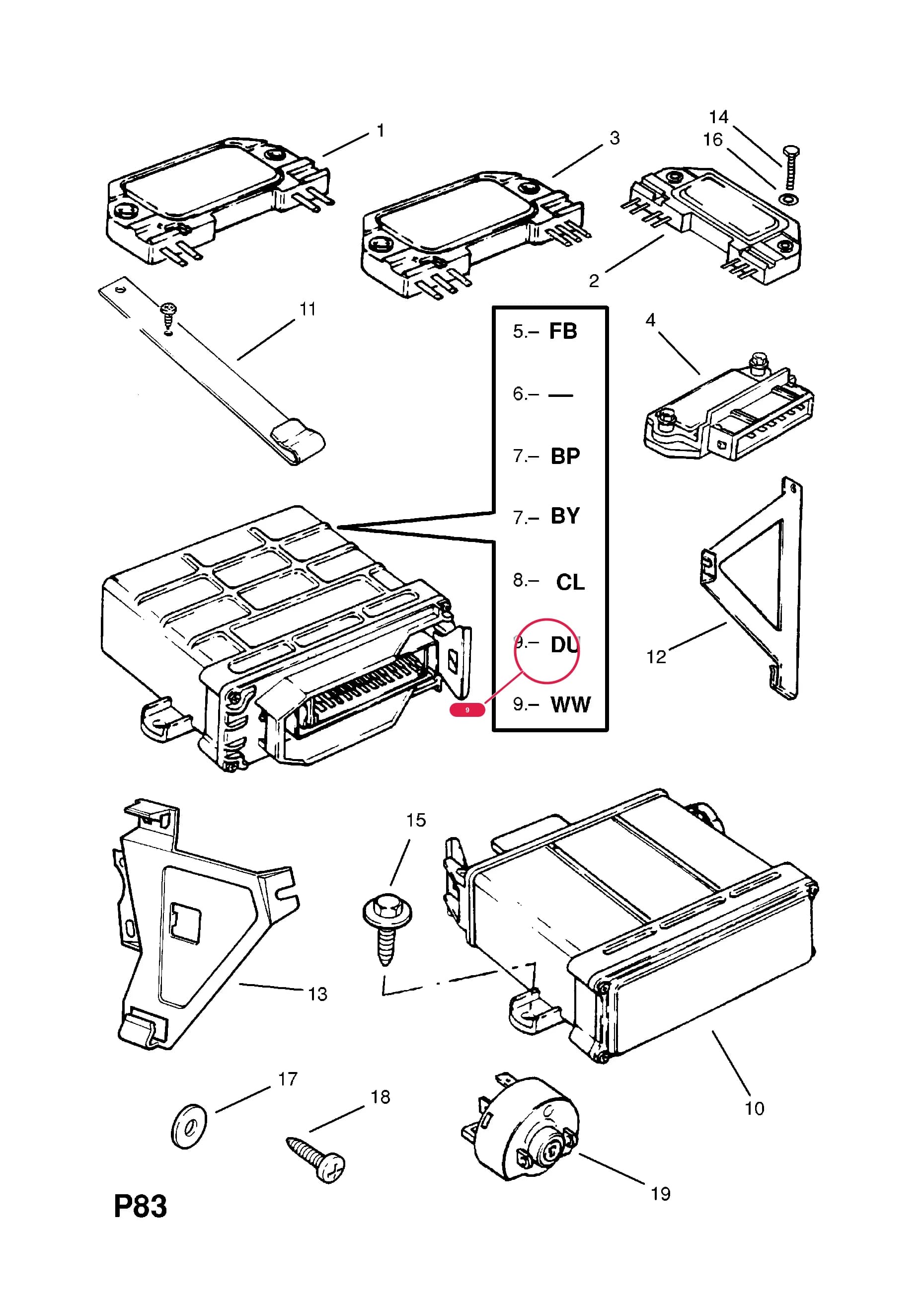 CONTROL UNIT,PRE-IGNITION (IDENTS DU,WW) (SIEMENS) (NLS.- NO REPLACEMENT PART)  (PRODUCTION NO. 90341831) — Opel  KADETTE-E ( 1985 -  1993) — P ELECTRICAL › 1 ENGINE AND COOLING