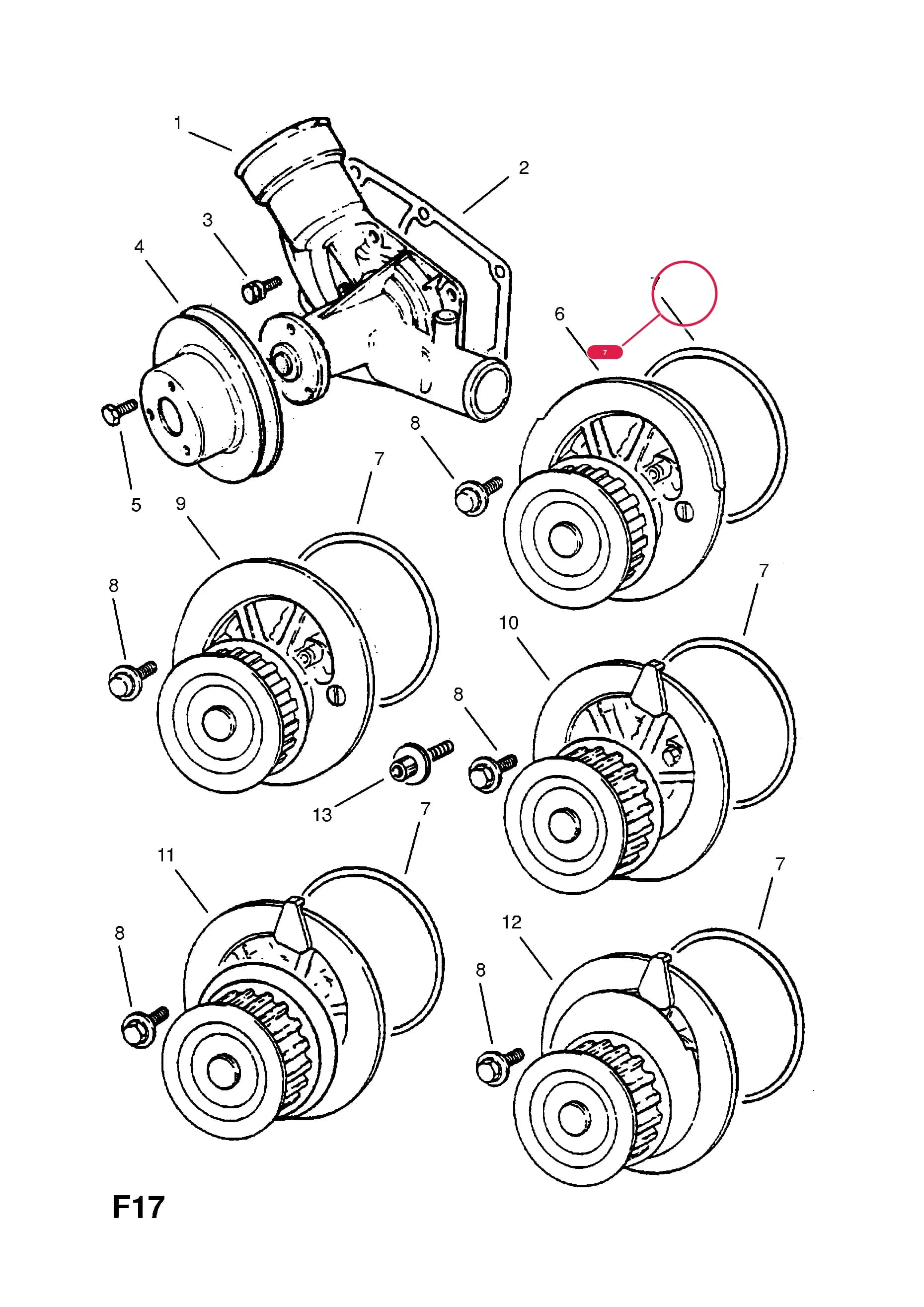 SEAL,RING,PUMP TO BLOCK (NLS.- USE 9158173  13 34 727) — Opel  KADETTE-E ( 1985 -  1993) — F COOLING › 56.13N[LY1],13NB[LY1],13S[LX9],C13N[L72] PETROL ENGINES