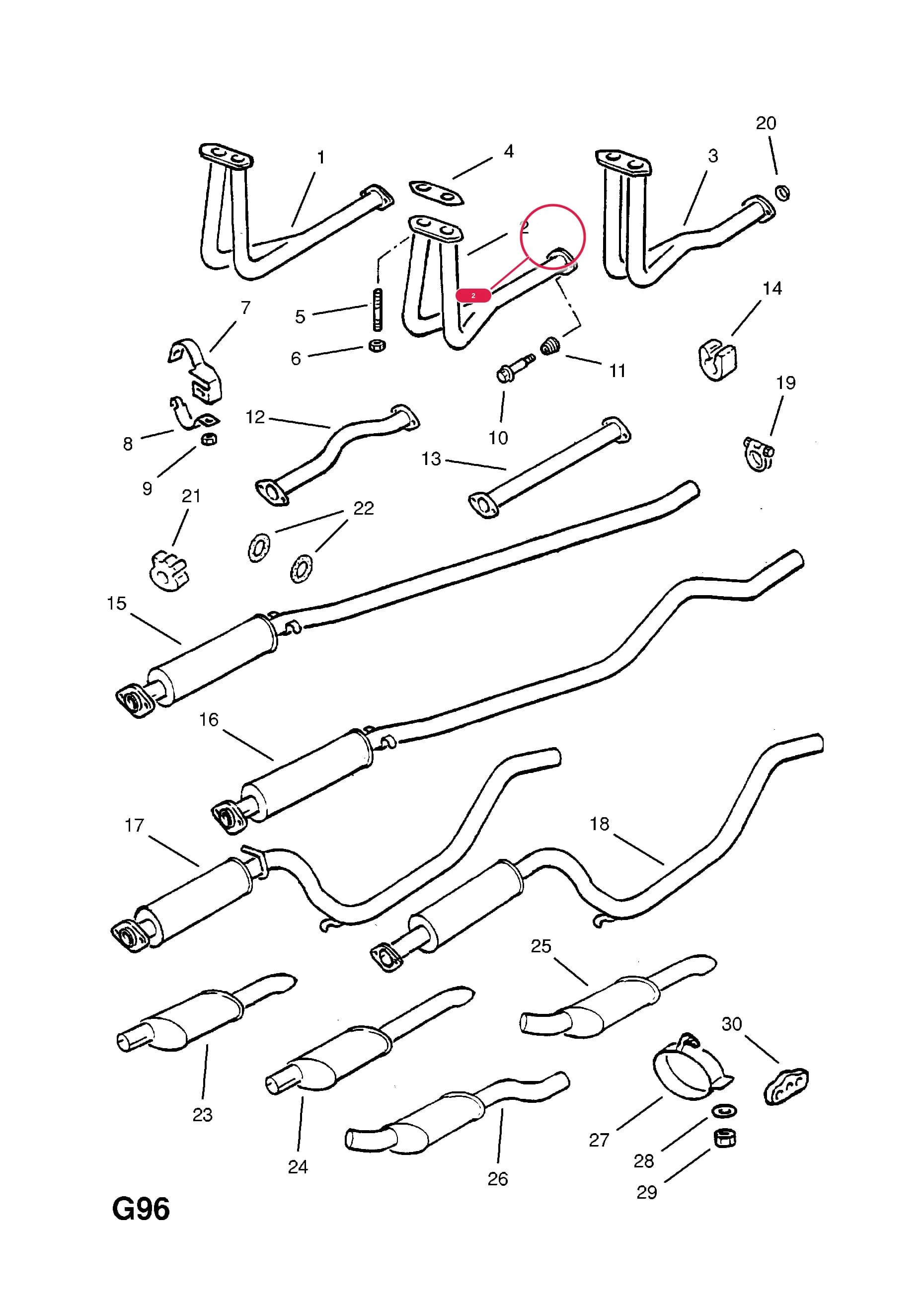 PIPE,EXHAUST,FRONT (AFTERMARKET SPECIFICATION) (NLS.- NO REPLACEMENT PART)Примечание:USED WITH FIVE SPEED MANUAL TRANSMISSION — Opel  KADETTE-E ( 1985 -  1993) — G FUEL AND EXHAUST › 195.EXHAUST PIPE,SILENCER AND CATALYTIC CONVERTER (CONTD.)