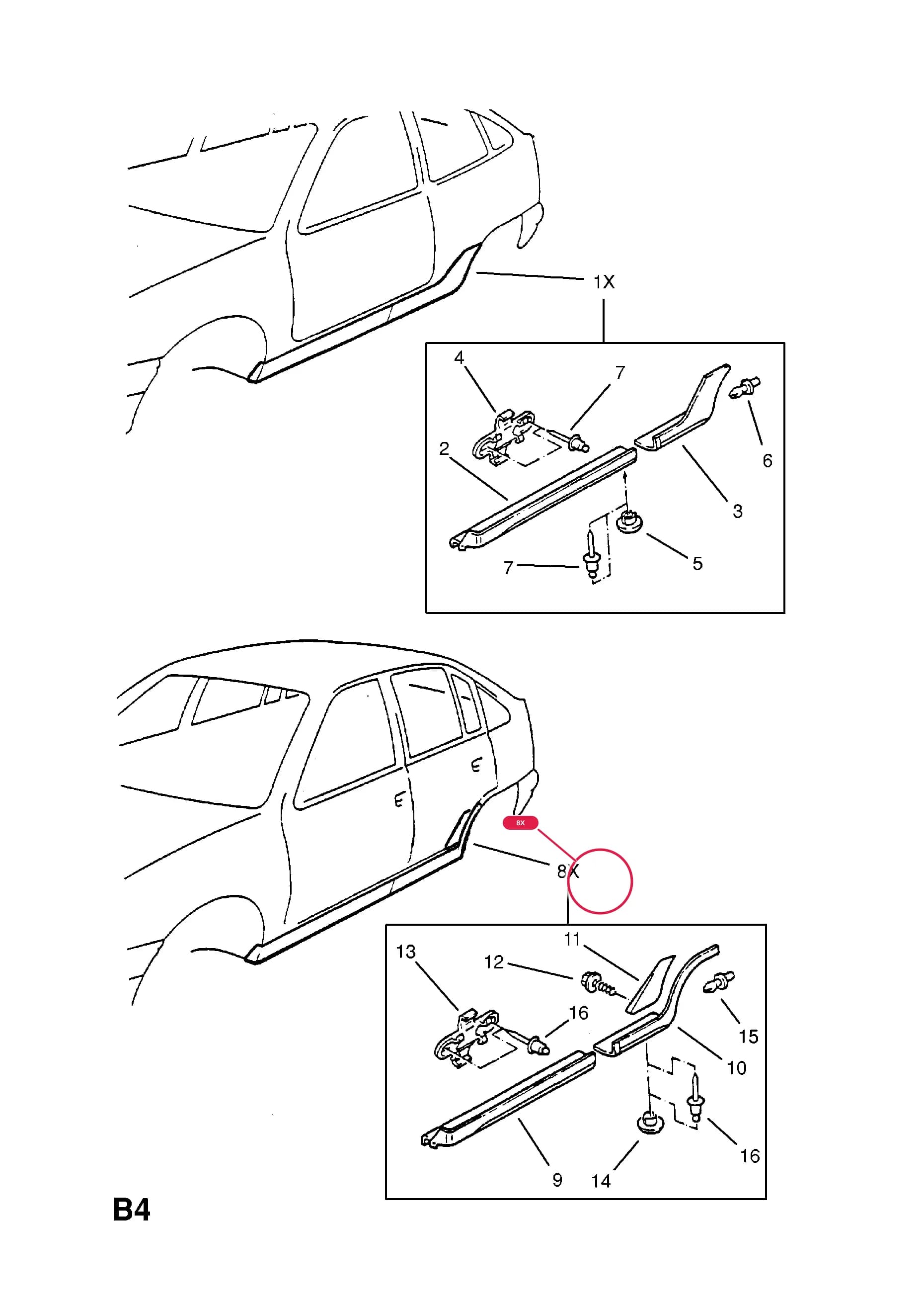 INSTALLING SET,STONE PROTECTION,GREY (NLS.) — Opel  KADETTE-E ( 1985 -  1993) — B BODY EXTERIOR FITTINGS › 3 STONE PROTECTION