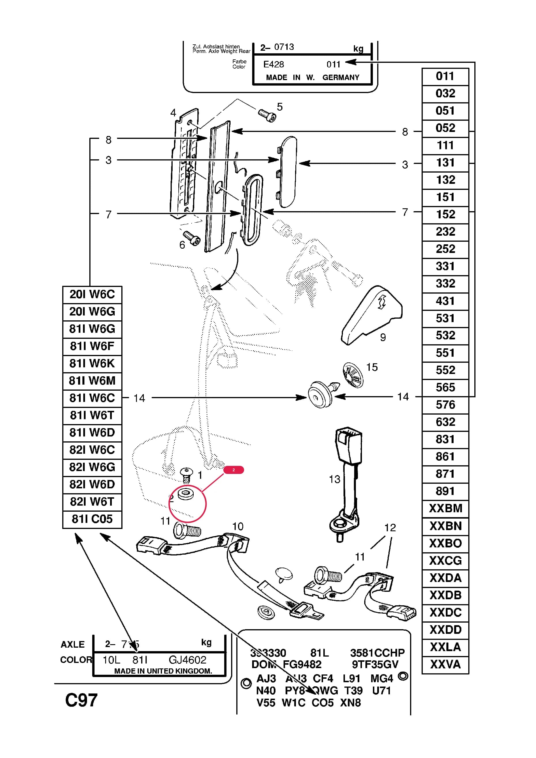 WASHER,PLUG — Opel  ASTRA-F ( 1992 -  1998) — C BODY INTERIOR FITTINGS › 33 REAR SEAT BELTS AND FITTINGS