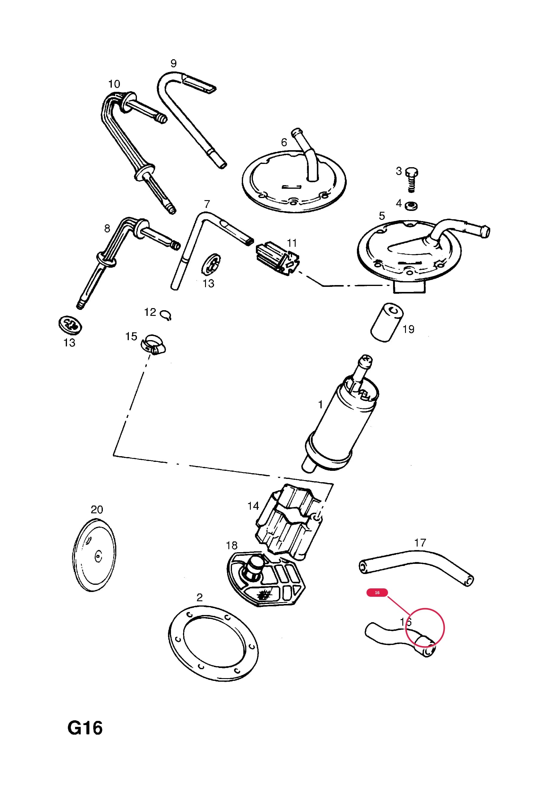 HOSE,SUCTION,PUMP TO PIPE (NLS.- NO REPLACEMENT PART) — Opel  ASTRA-F ( 1992 -  1998) — G FUEL AND EXHAUST › 223.FUEL PUMP (CONTD.)
