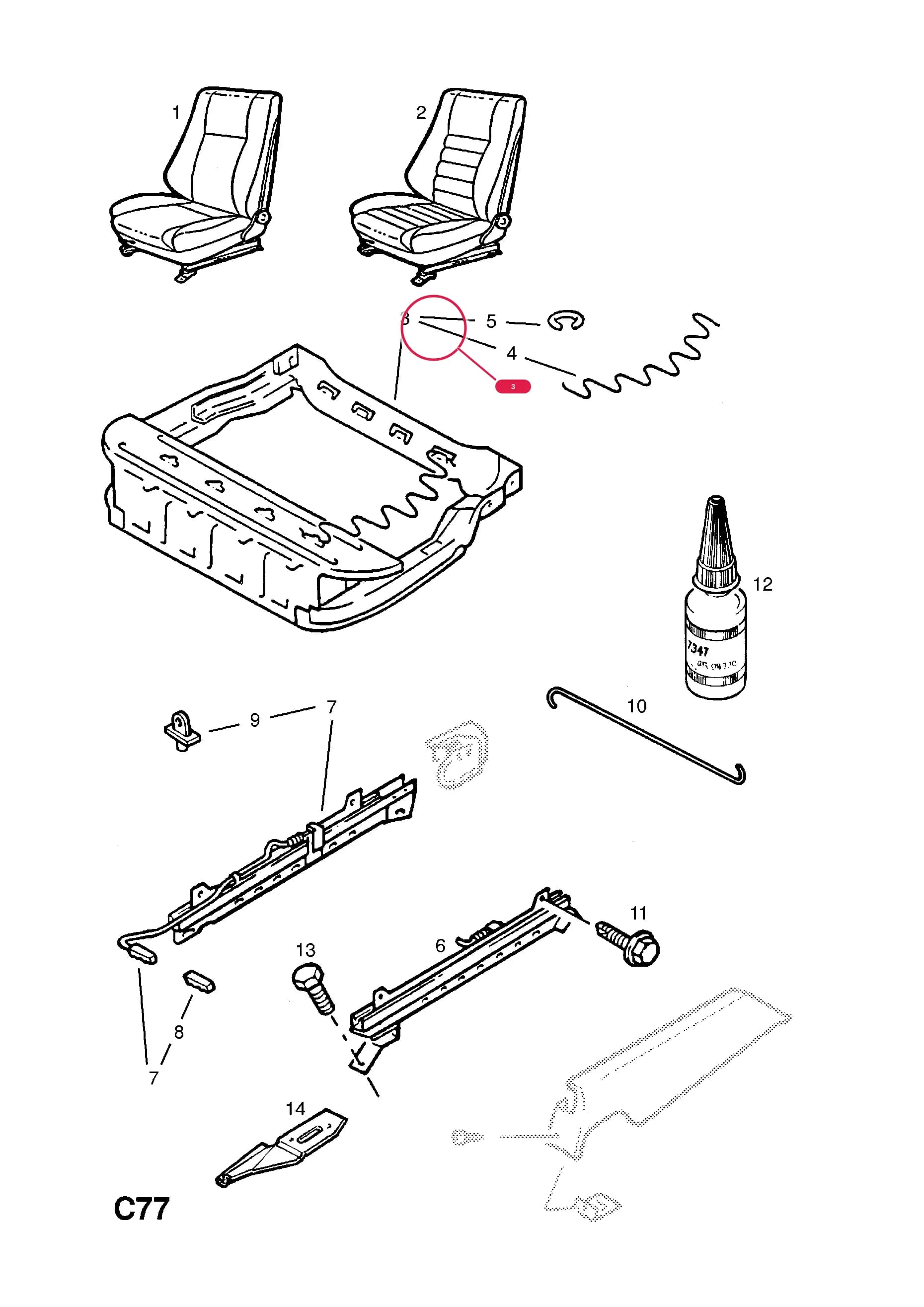 FRAME,ASSY.,CUSHION (NLS.- USE 90484714    1 65 061)  (PRODUCTION NO. 90451671) — Opel  ASTRA-F ( 1992 -  1998) — C BODY INTERIOR FITTINGS › 28 FRONT SEAT FRAME AND FITTINGS - FOR SPORTS SEAT