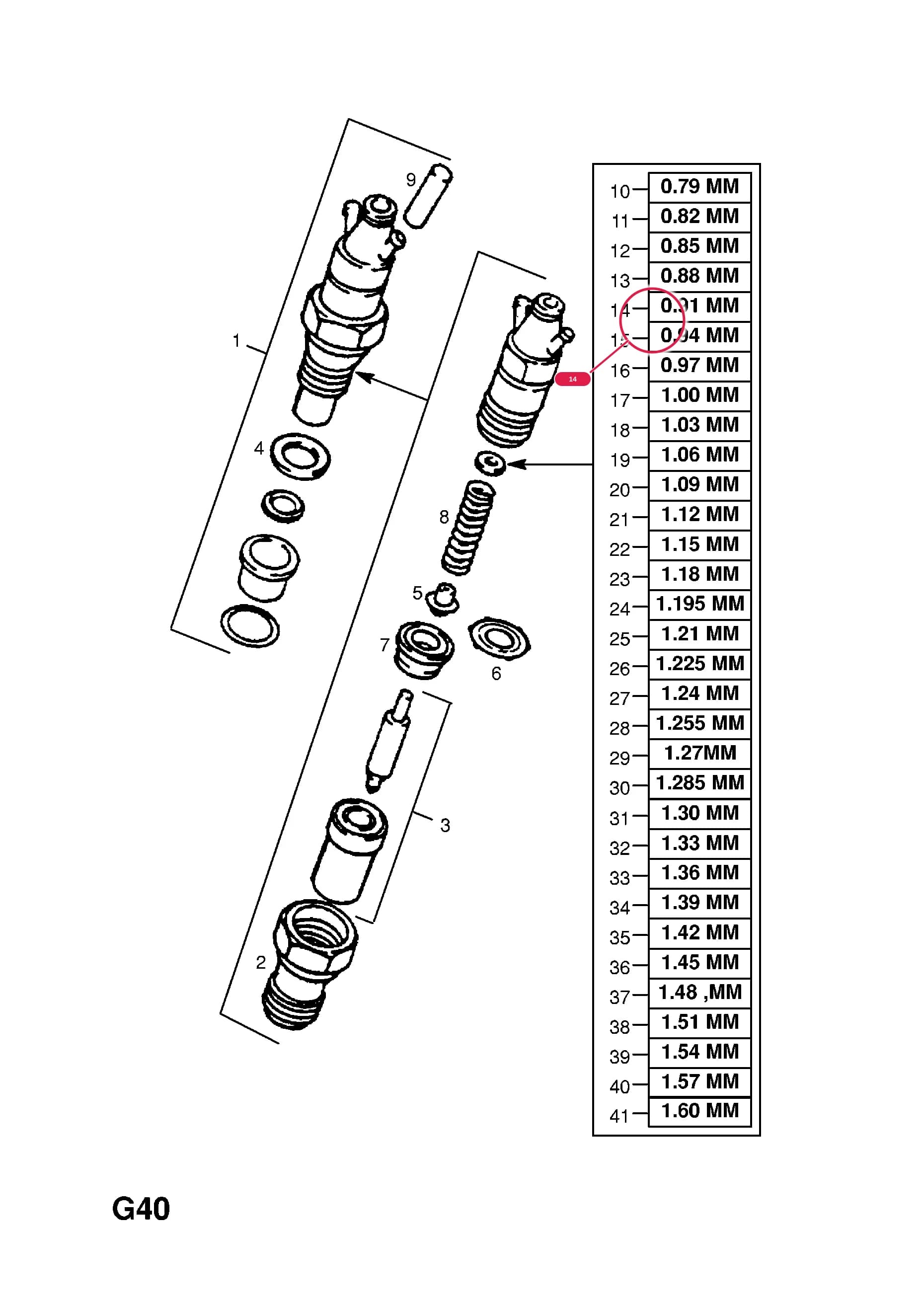 -SHIM,NOZZLE REGULATING,0.91MM THICK (NLS.- NO REPLACEMENT PART) — Opel  ASTRA-F ( 1992 -  1998) — G FUEL AND EXHAUST › 201.FUEL INJECTOR (CONTD.)