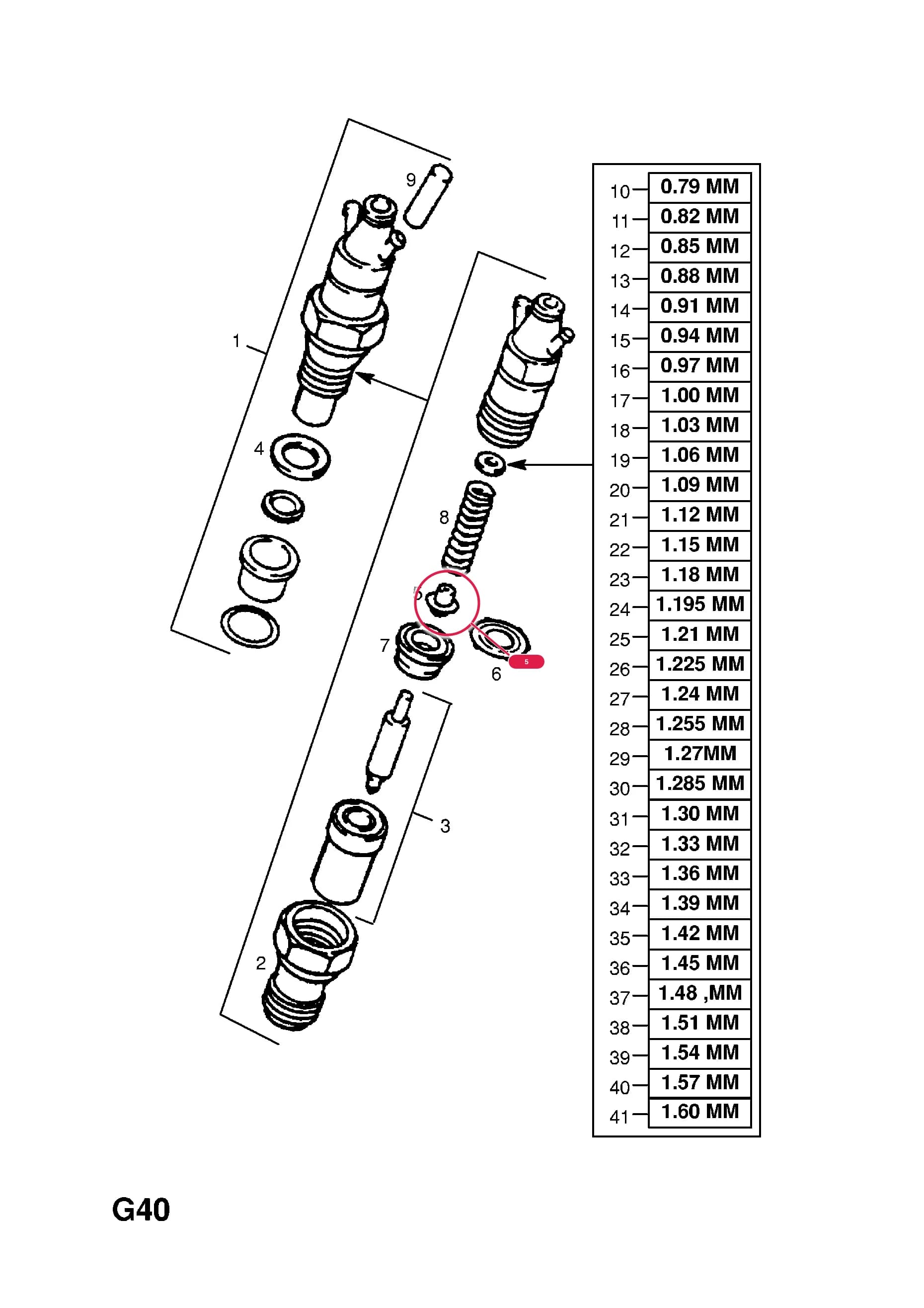 -PIECE,THRUST (NLS.- NO REPLACEMENT PART) — Opel  ASTRA-F ( 1992 -  1998) — G FUEL AND EXHAUST › 201.FUEL INJECTOR (CONTD.)