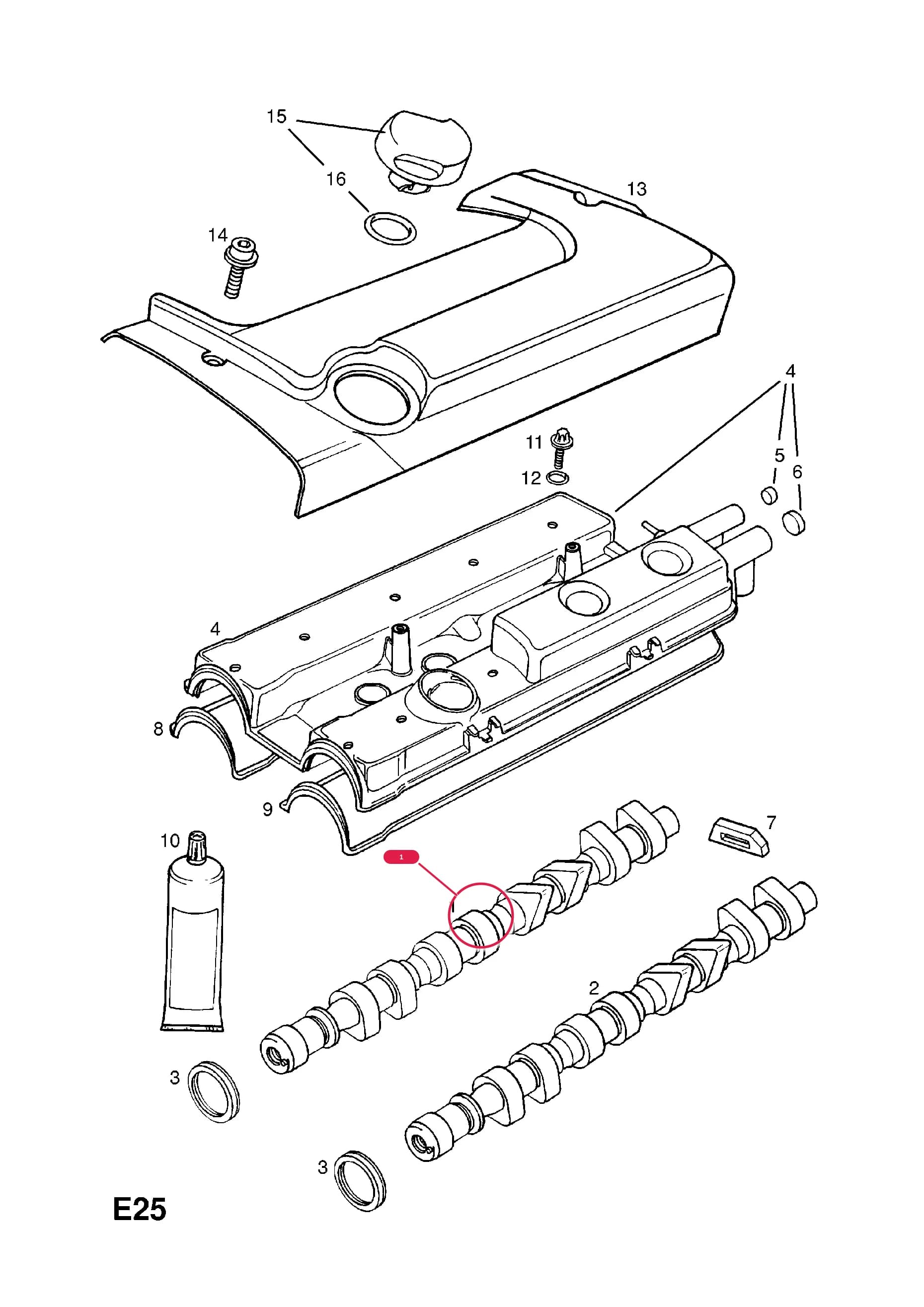 CAMSHAFT,INLET,STD.  (PRODUCTION NO. 90412756) — Opel  ASTRA-F ( 1992 -  1998) — E ENGINE AND CLUTCH › 2 X14XE[L95] PETROL ENGINE