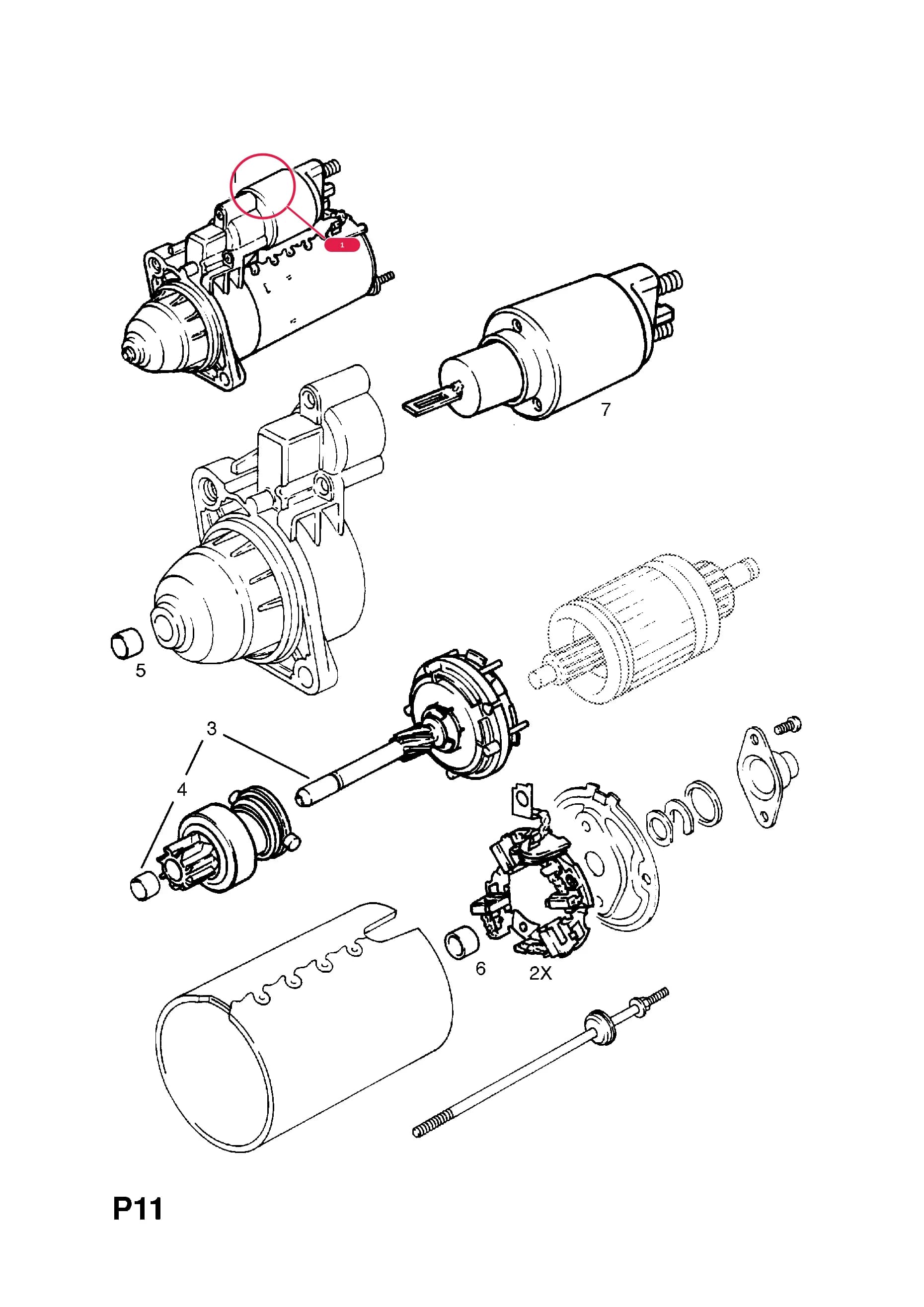 STARTER,ASSY. (BOSCH TYPE) (NLS.- USE 90444193  12 02 138) (EXCHANGE PART R1040010 VAUXHALL)  (PRODUCTION NO. 90277934) — Opel  ASTRA-F ( 1992 -  1998) — P ELECTRICAL › 1 ENGINE AND COOLING