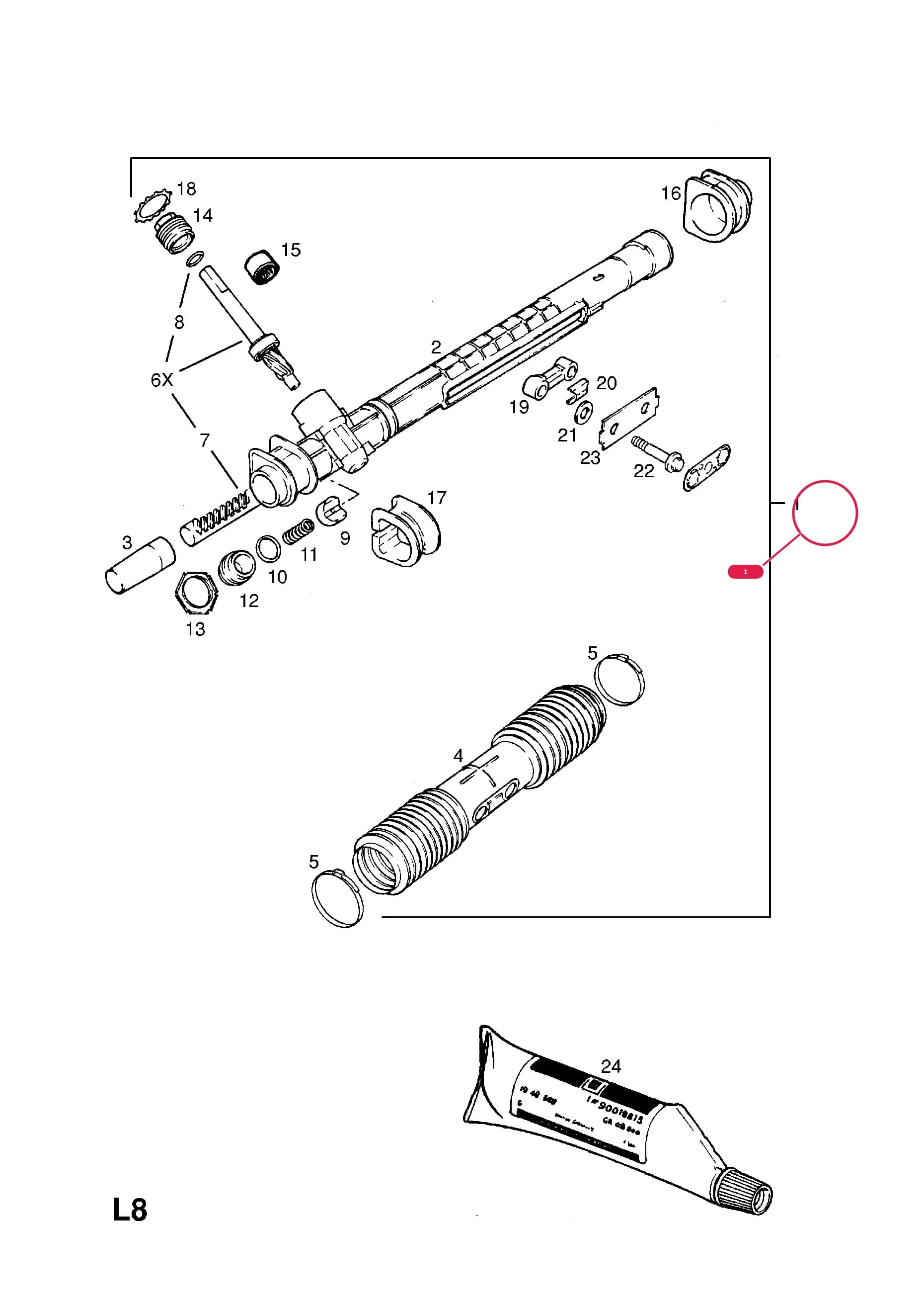 GEAR,ASSY.,STEERING,LHD (RATIO 22:1)  (PRODUCTION NO. 90375598)Примечание:USED WITH MANUAL TRANSMISSION — Opel  ASTRA-F ( 1992 -  1998) — L STEERING › 41.STEERING GEAR