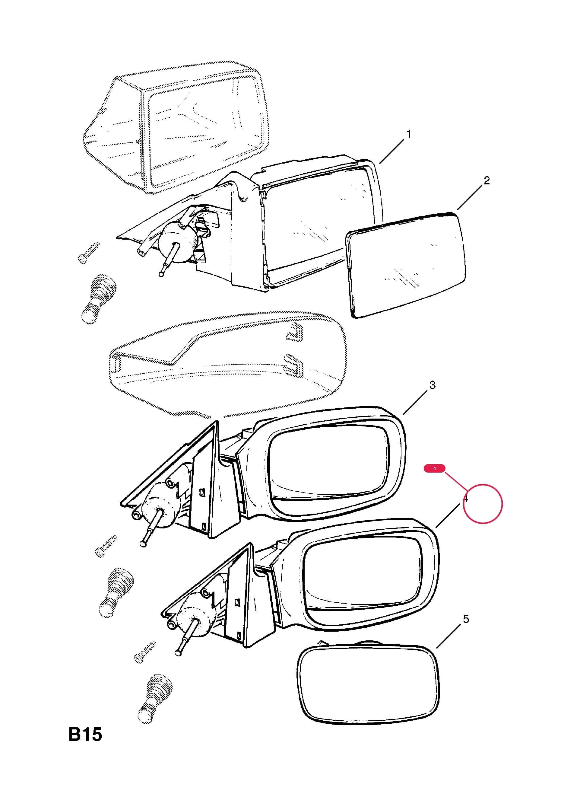MIRROR,ASSY.,REAR VIEW,RH-LHD (LESS COVER) (CONVEX) (NLS.- NO REPLACEMENT PART)  (PRODUCTION NO. 90519224)Примечание:EXCEPT GULF COUNTRIES — Opel  ASTRA-F ( 1992 -  1998) — B BODY EXTERIOR FITTINGS › 8 REAR VIEW DOOR MIRROR
