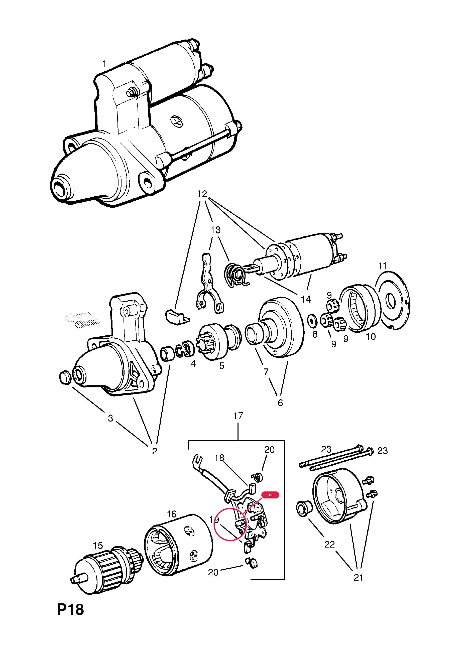 --BRUSH,STARTER (NEGATIVE) (NLS.- NO REPLACEMENT PART) — Opel  ASTRA-F ( 1992 -  1998) — P ELECTRICAL › 1 ENGINE AND COOLING