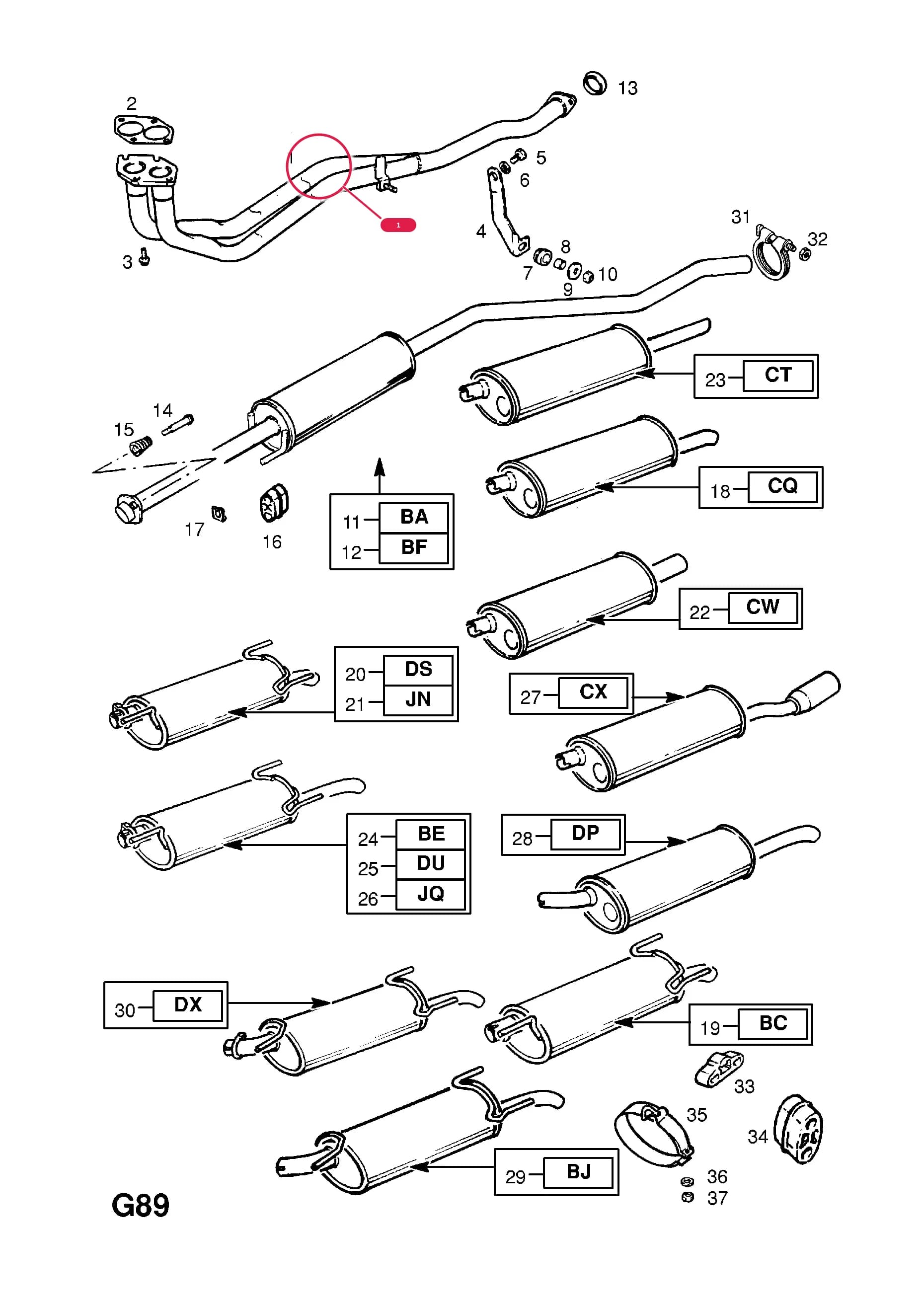 PIPE,EXHAUST,FRONT (AFTERMARKET SPECIFICATION) (NLS.- NO REPLACEMENT PART) — Opel  ASTRA-F ( 1992 -  1998) — G FUEL AND EXHAUST › 92.EXHAUST PIPE,SILENCER AND CATALYTIC CONVERTER
