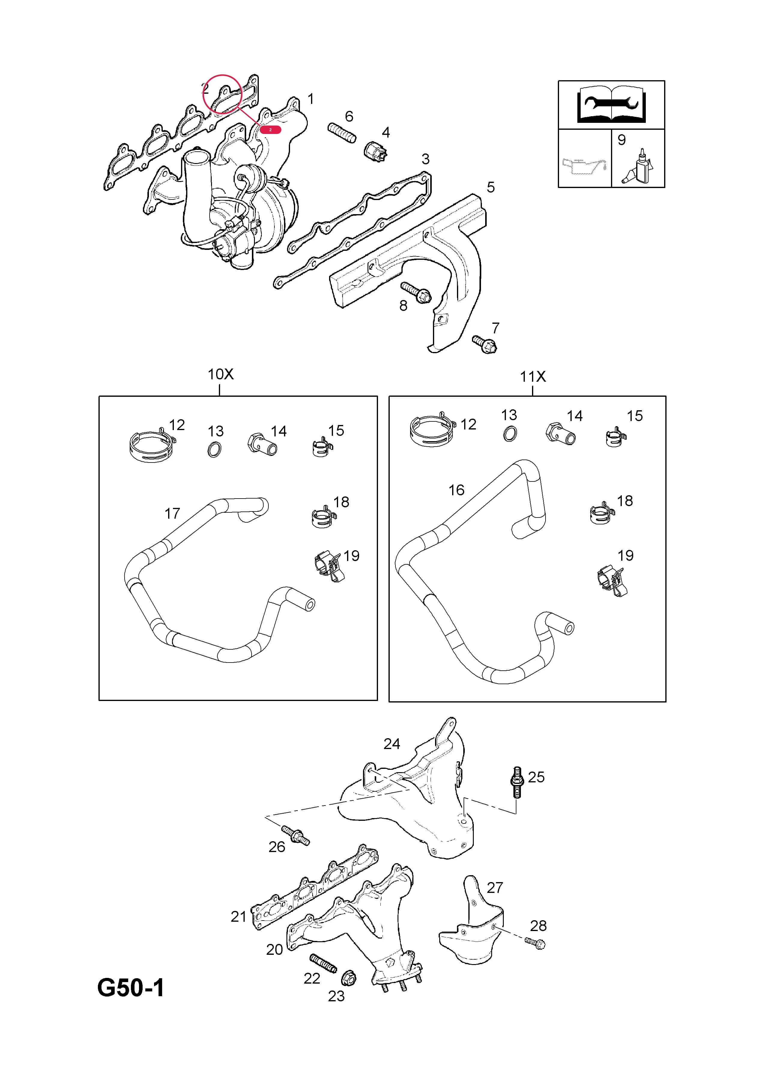 GASKET,EXHAUST MANIFOLD TO CYLINDER HEAD — Opel  ASTRA-G ( 1998 -  2010) — G FUEL AND EXHAUST › 129.EXHAUST MANIFOLD (CONTD.)