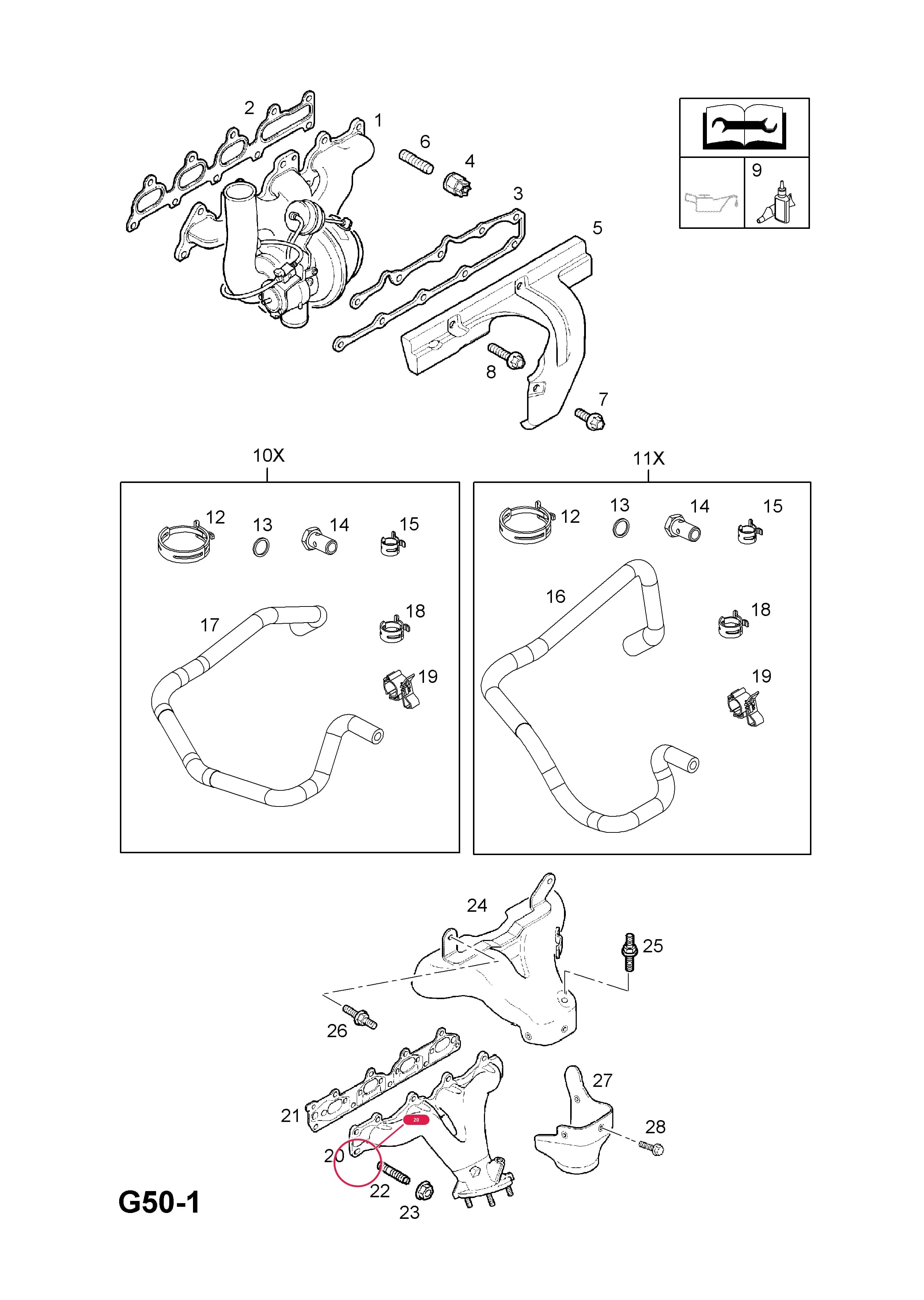 MANIFOLD,EXHAUST — Opel  ASTRA-G ( 1998 -  2010) — G FUEL AND EXHAUST › 129.EXHAUST MANIFOLD (CONTD.)