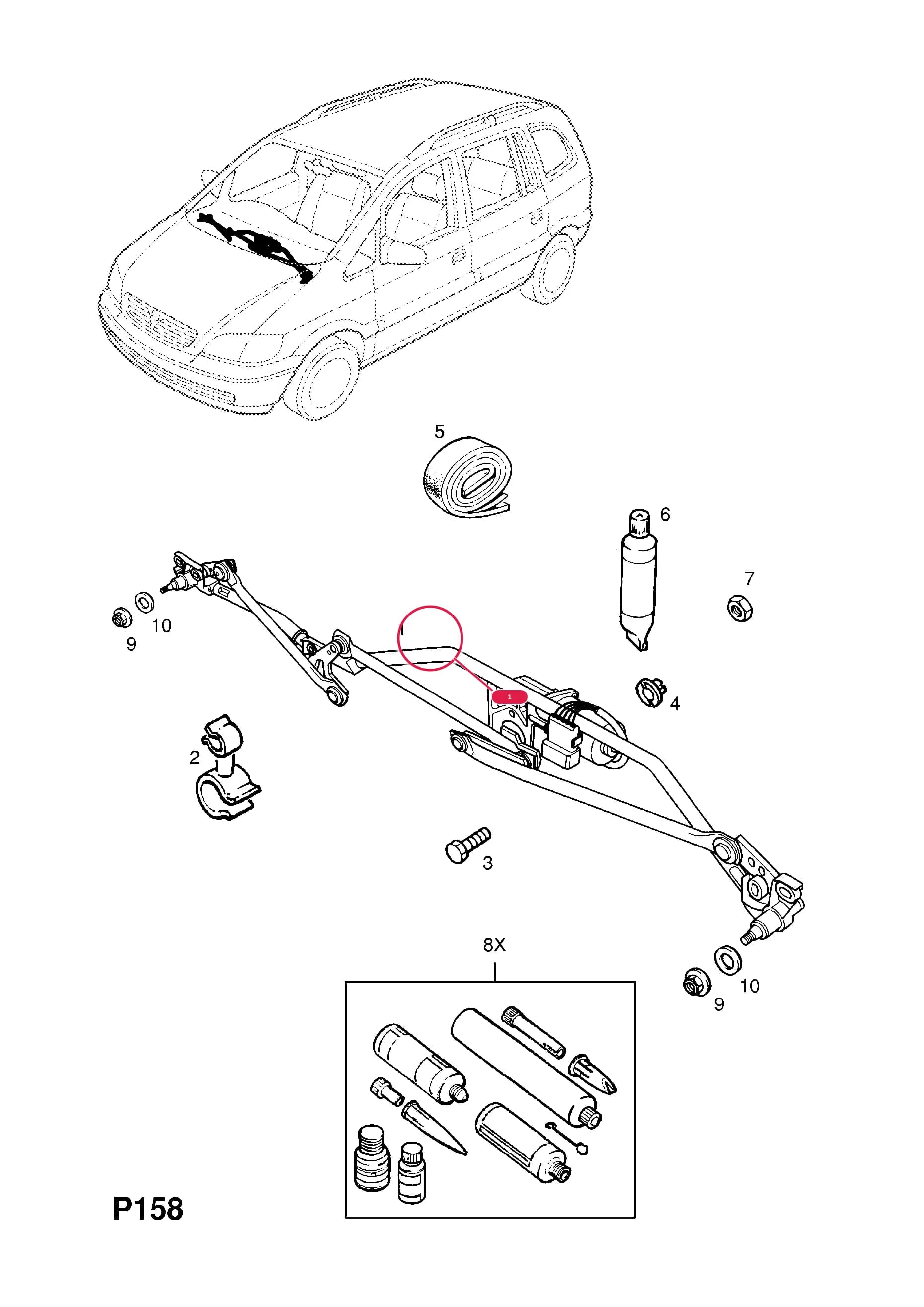 WINDSCREEN WIPER,ASSY.,WITH MOTOR AND LINKAGE — Opel  ASTRA-G ( 1998 -  2010) — P ELECTRICAL › 14 BODY