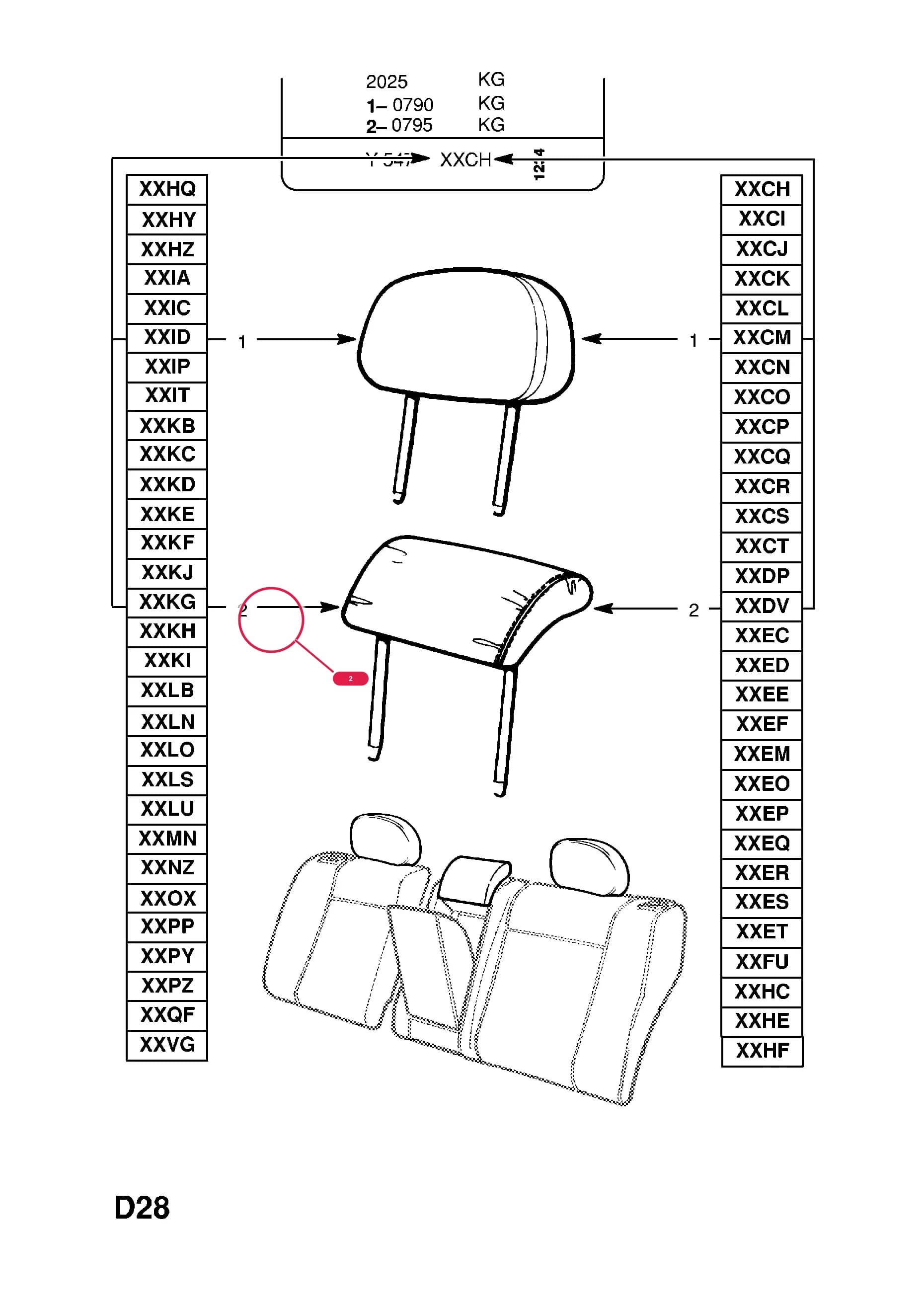 HEAD RESTRAINT,ASSY.,CENTRE,BLACK (GM DRIVE TRIM CODES  XXCH,XXCM,XXCO,XXCQ,XXCR,XXCS,XXCT,XXDP,XXDV,XXEC,XXED,XXEE,XXEF,XXIP)  (PRODUCTION NO. 9153456) — Opel  ASTRA-G ( 1998 -  2010) — D BODY INTERIOR TRIM › 10 REAR SEAT TRIM