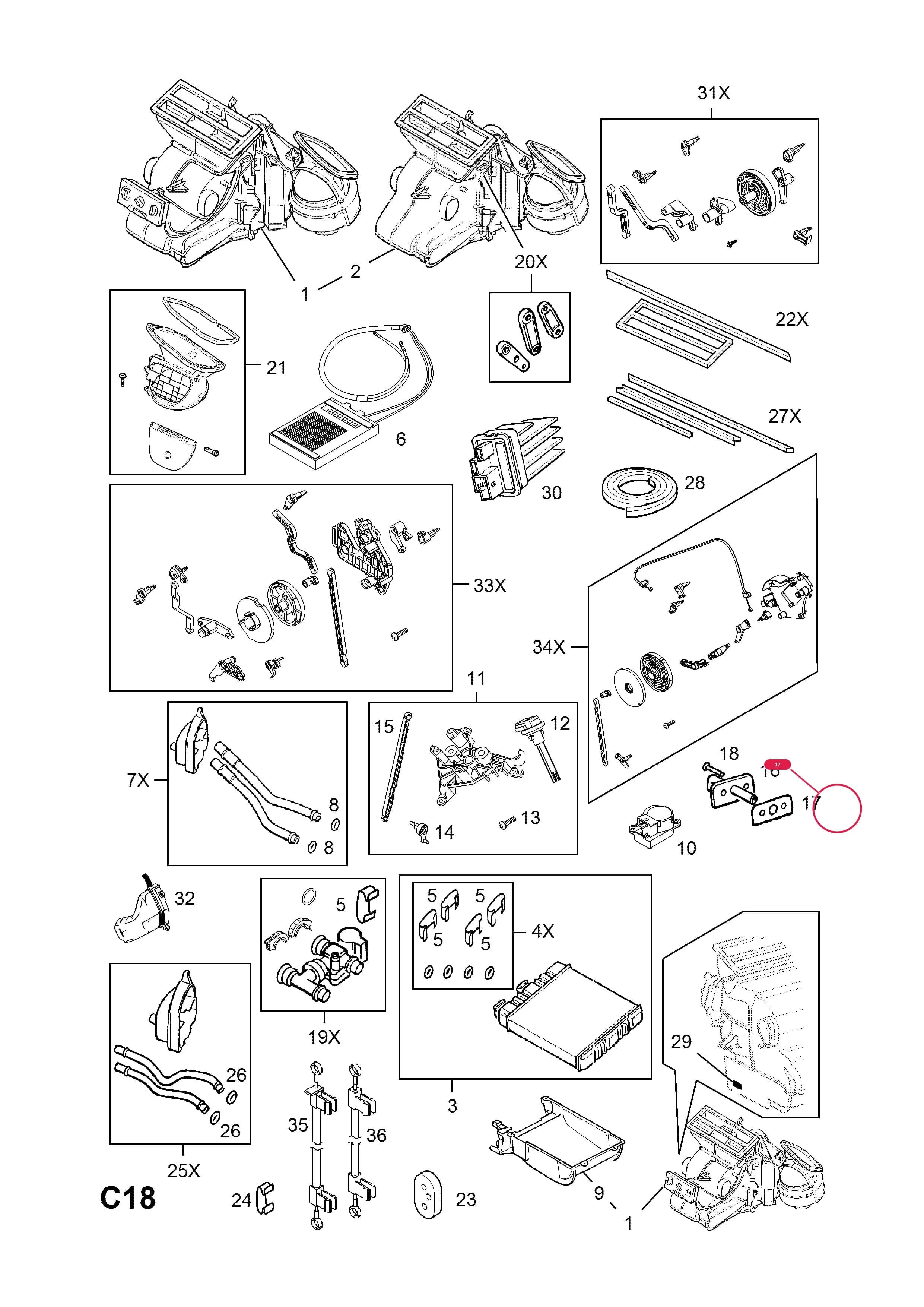 GASKET,WATER DRAIN TO AIR CONDITIONING UNIT (NLS.- NO REPLACEMENT PART) — Opel  ASTRA-G ( 1998 -  2010) — C BODY INTERIOR FITTINGS › 7 AIR CONDITIONING