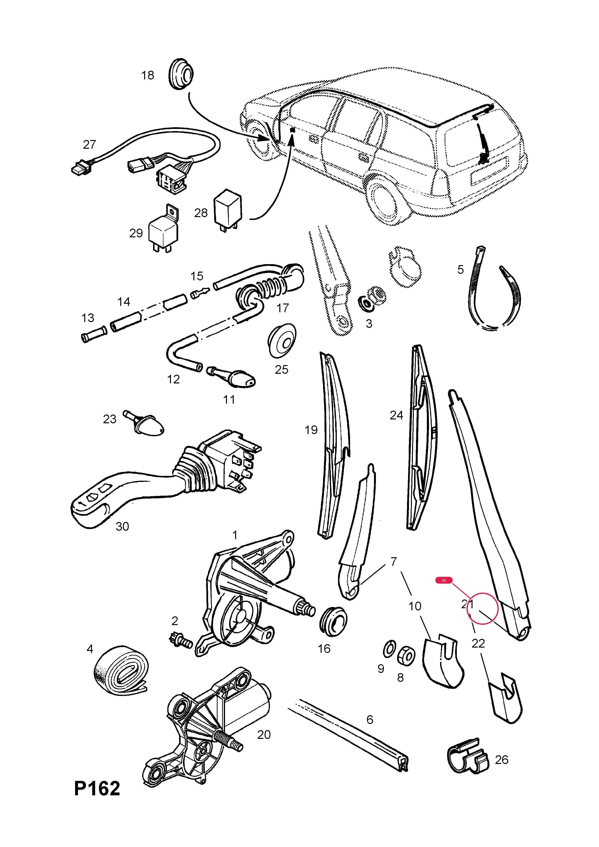 ARM,TAIL GATE WIPER — Opel  ASTRA-G ( 1998 -  2010) — P ELECTRICAL › 14 BODY