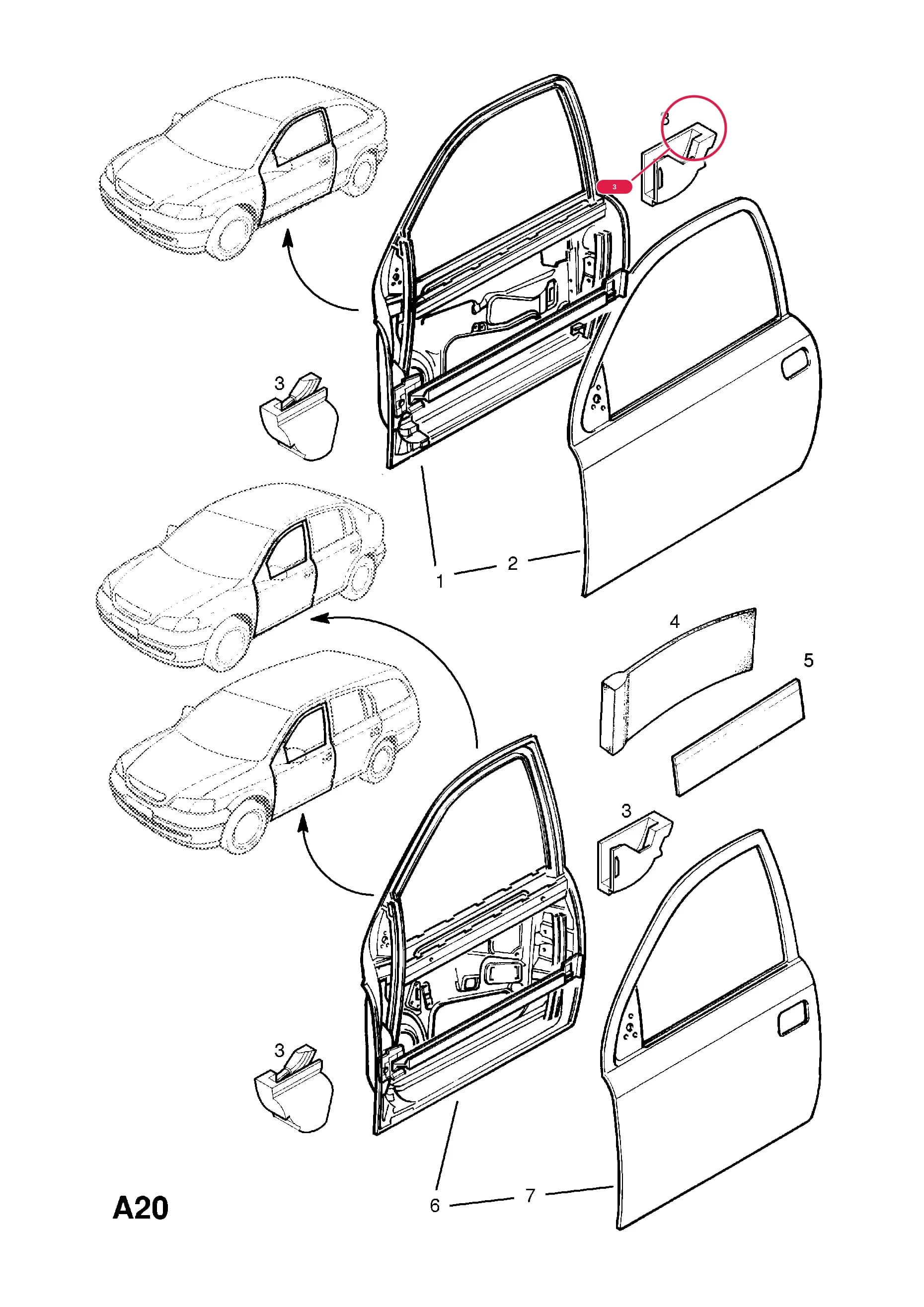 ABSORBER,IMPACT,FRONT DOOR SHELL,RH (EXC.SIDE AIR BAG) — Opel  ASTRA-G ( 1998 -  2010) — A BODY SHELL AND PANELS › 7 DOOR