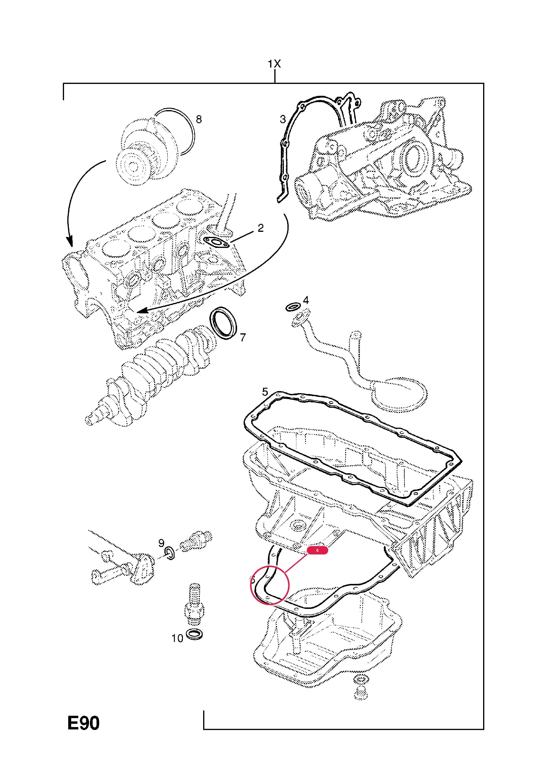 -GASKET,OIL PAN TO CARRIER — Opel  ASTRA-G ( 1998 -  2010) — E ENGINE AND CLUTCH › 9 X20XER[L34],X20XEV[L34] PETROL ENGINES