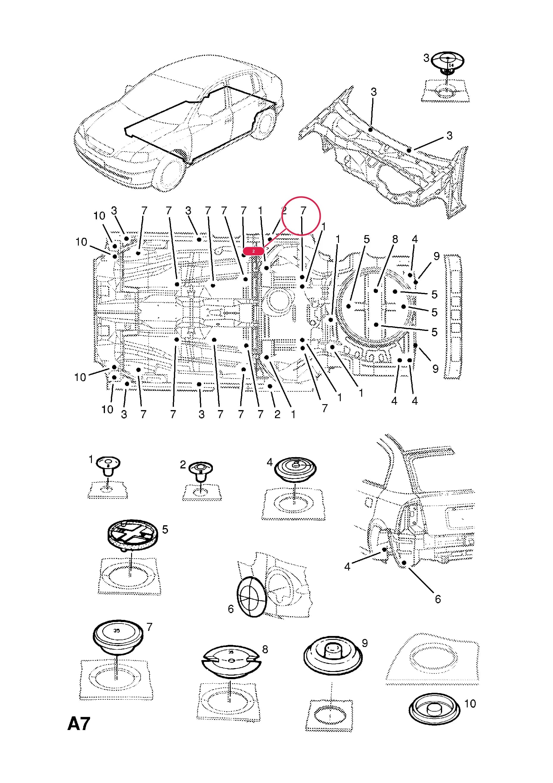 PLUG,LOCKING,10 MM DIA.,FOR WAX HOLES,FLOOR PANEL,SIDE — Opel  ASTRA-G ( 1998 -  2010) — A BODY SHELL AND PANELS › 2 UNDERBODY
