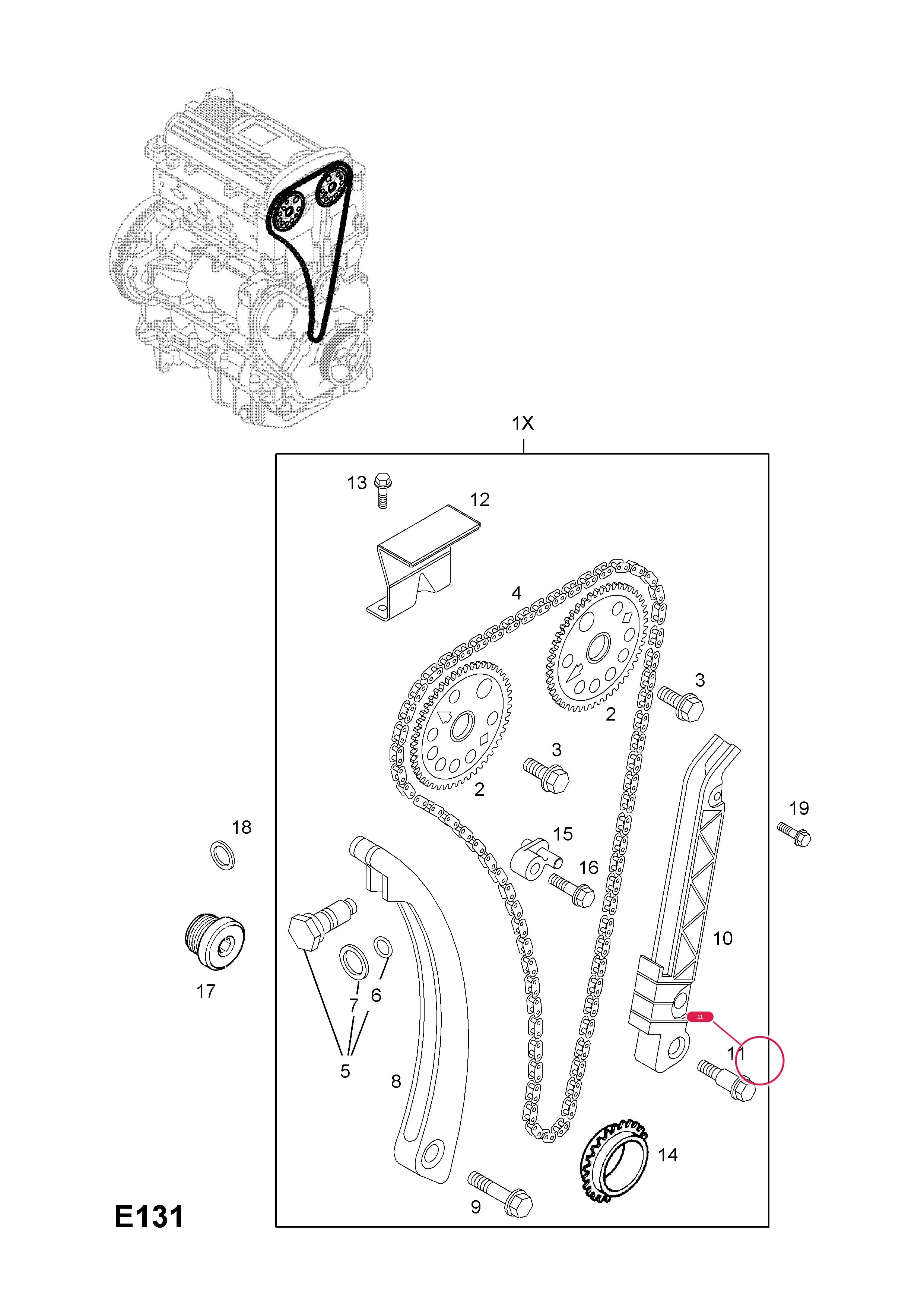 BOLT,GUIDE RAIL — Opel  ASTRA-G ( 1998 -  2010) — E ENGINE AND CLUTCH › 11 Z22SE[L61] PETROL ENGINE