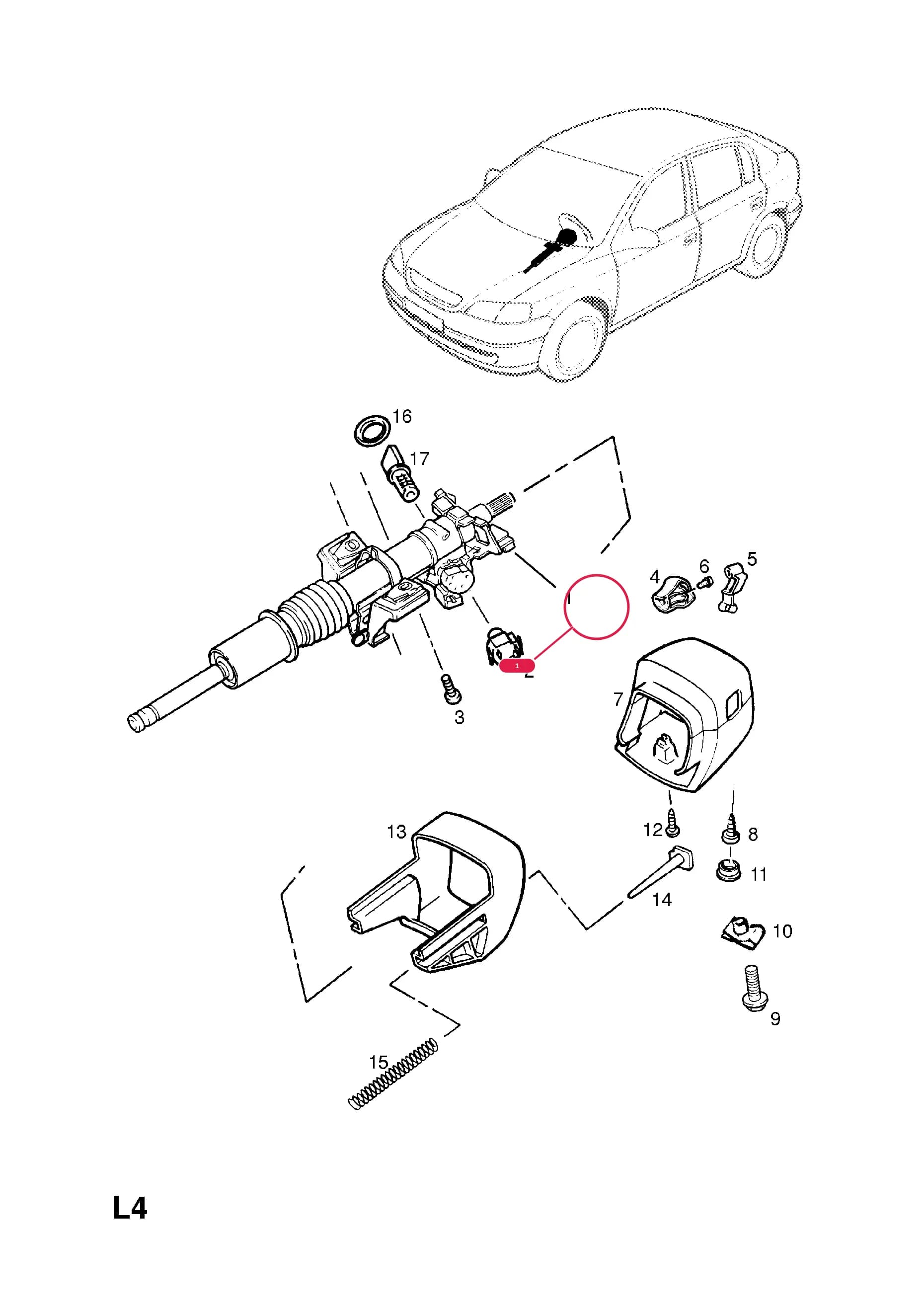 COLUMN,ASSY.,STEERING (NLS.- USE 9156194  9 00 478 WITH 9156188  9 05 116 LHD OR 9156189  9 05 117 RHD) — Opel  ASTRA-G ( 1998 -  2010) — L STEERING › 35.ALL MODELS (FOR TILTING STEERING COLUMN)