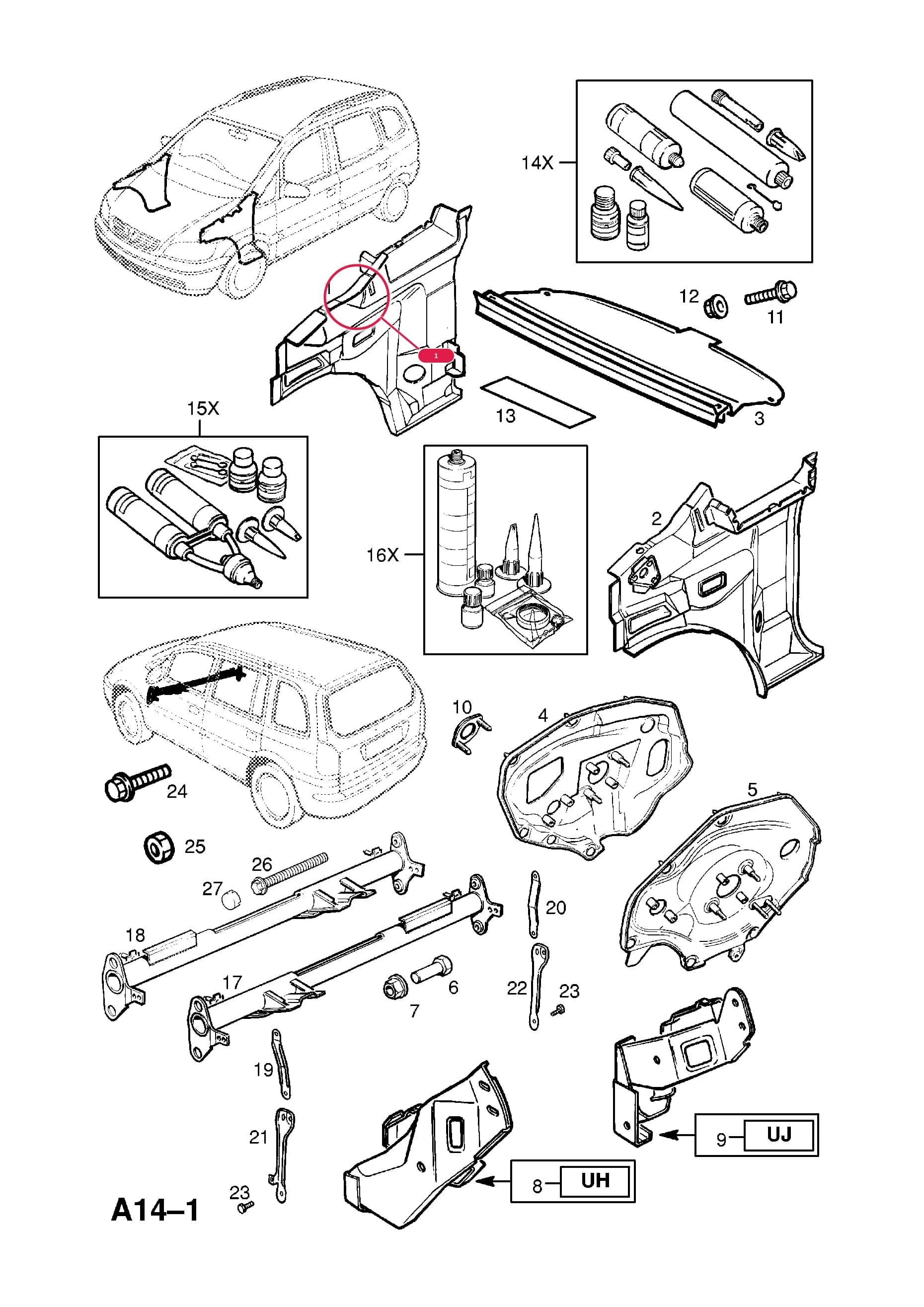 PANEL,DASH SIDE,RH-LHD — Opel  ASTRA-G ( 1998 -  2010) — A BODY SHELL AND PANELS › 4 DASH PANEL