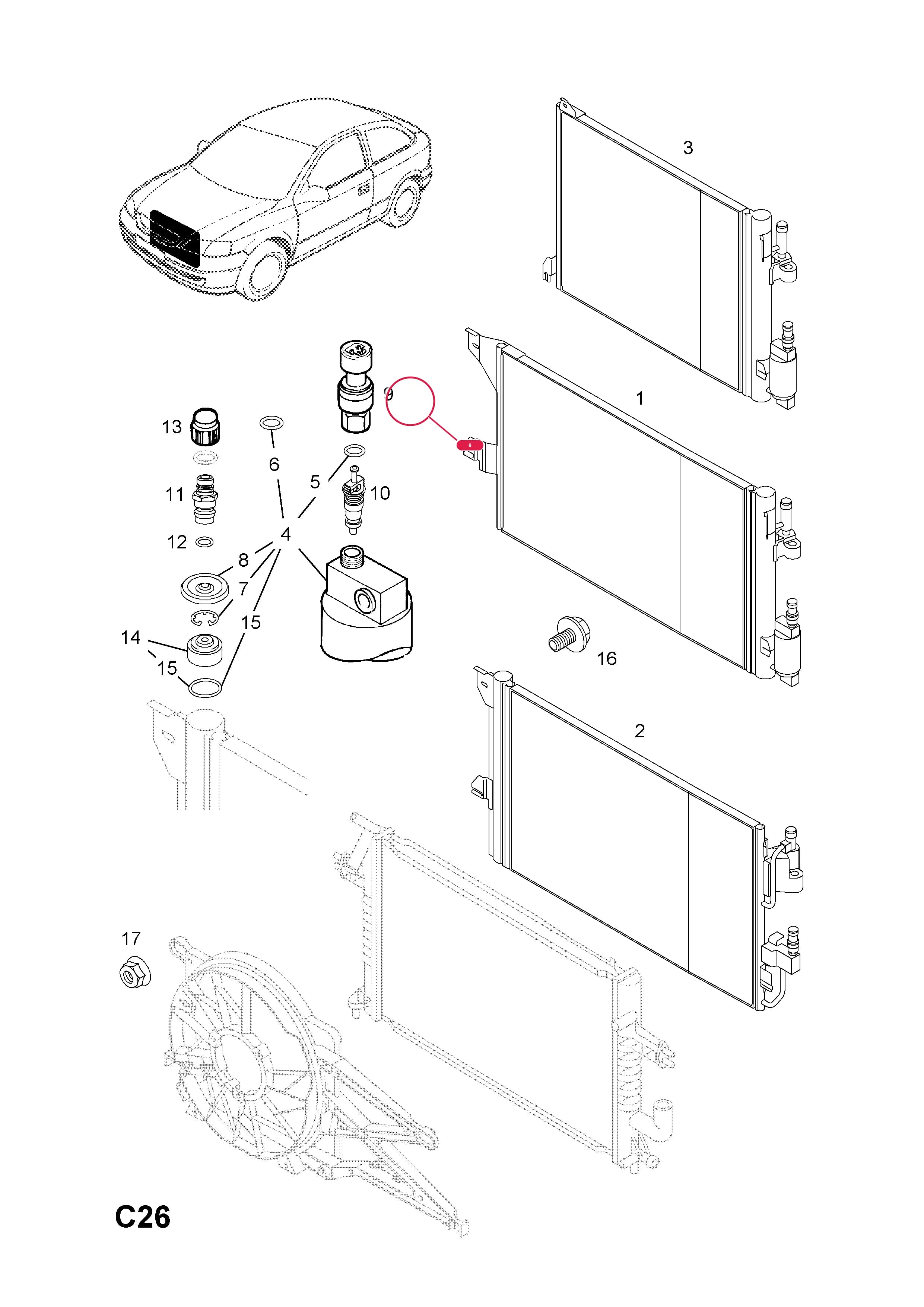 -SENSOR,CONDENSER PRESSURE — Opel  ASTRA-G ( 1998 -  2010) — C BODY INTERIOR FITTINGS › 7 AIR CONDITIONING