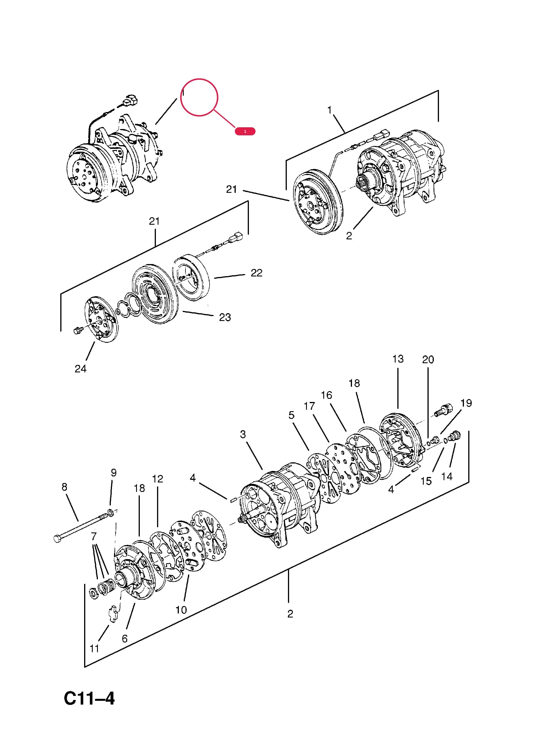 COMPRESSOR,ASSY.,AIR CONDITIONING (NLS.- NO REPLACEMENT PART) — Opel  CAMPO ( 1991 -  1996) — C BODY INTERIOR FITTINGS › 5 AIR CONDITIONING