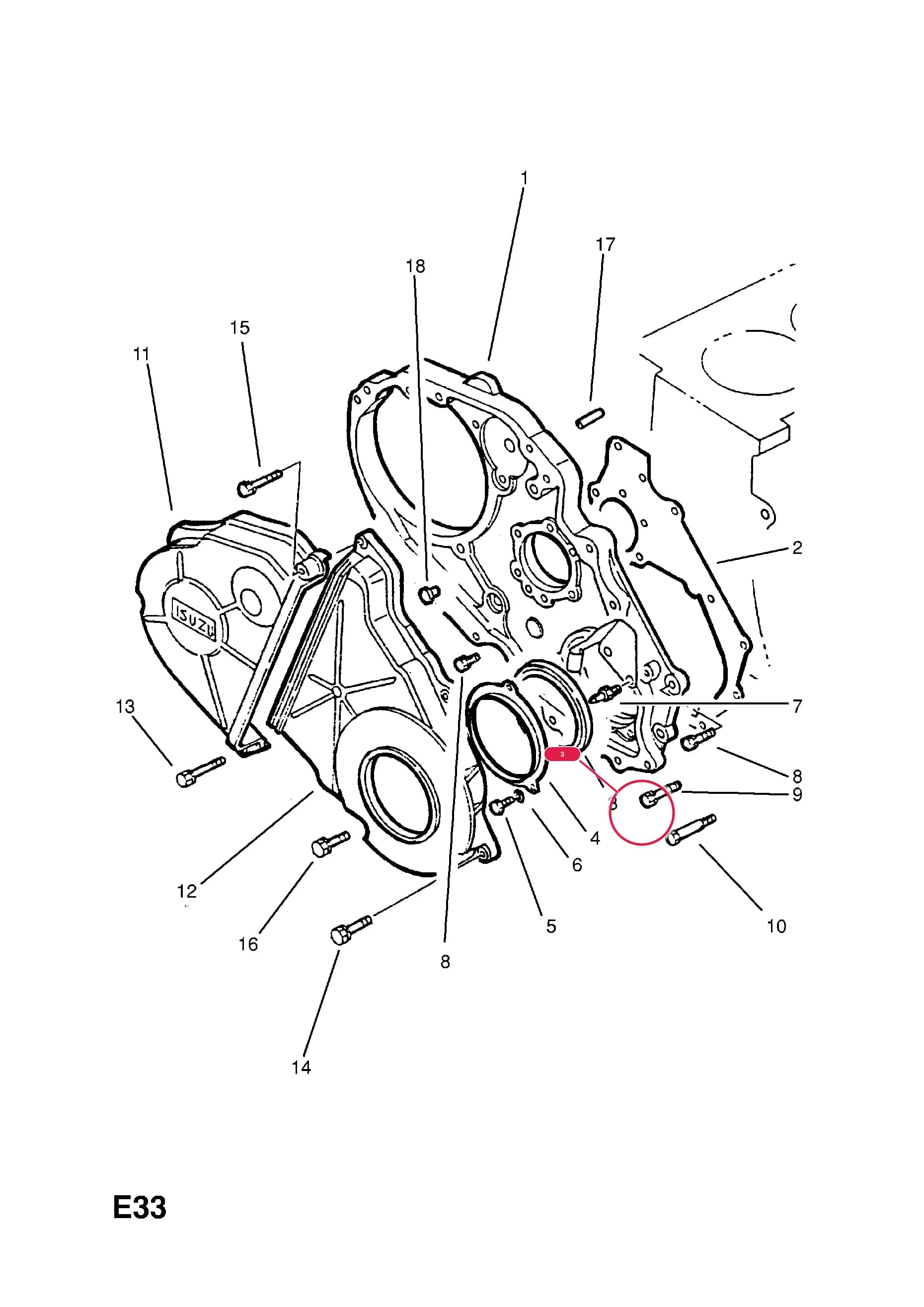 SEAL,OIL,CRANKSHAFT (NLS.- NO REPLACEMENT PART) — Opel  CAMPO ( 1991 -  1996) — E ENGINE AND CLUTCH › 2 22 DIESEL ENGINE
