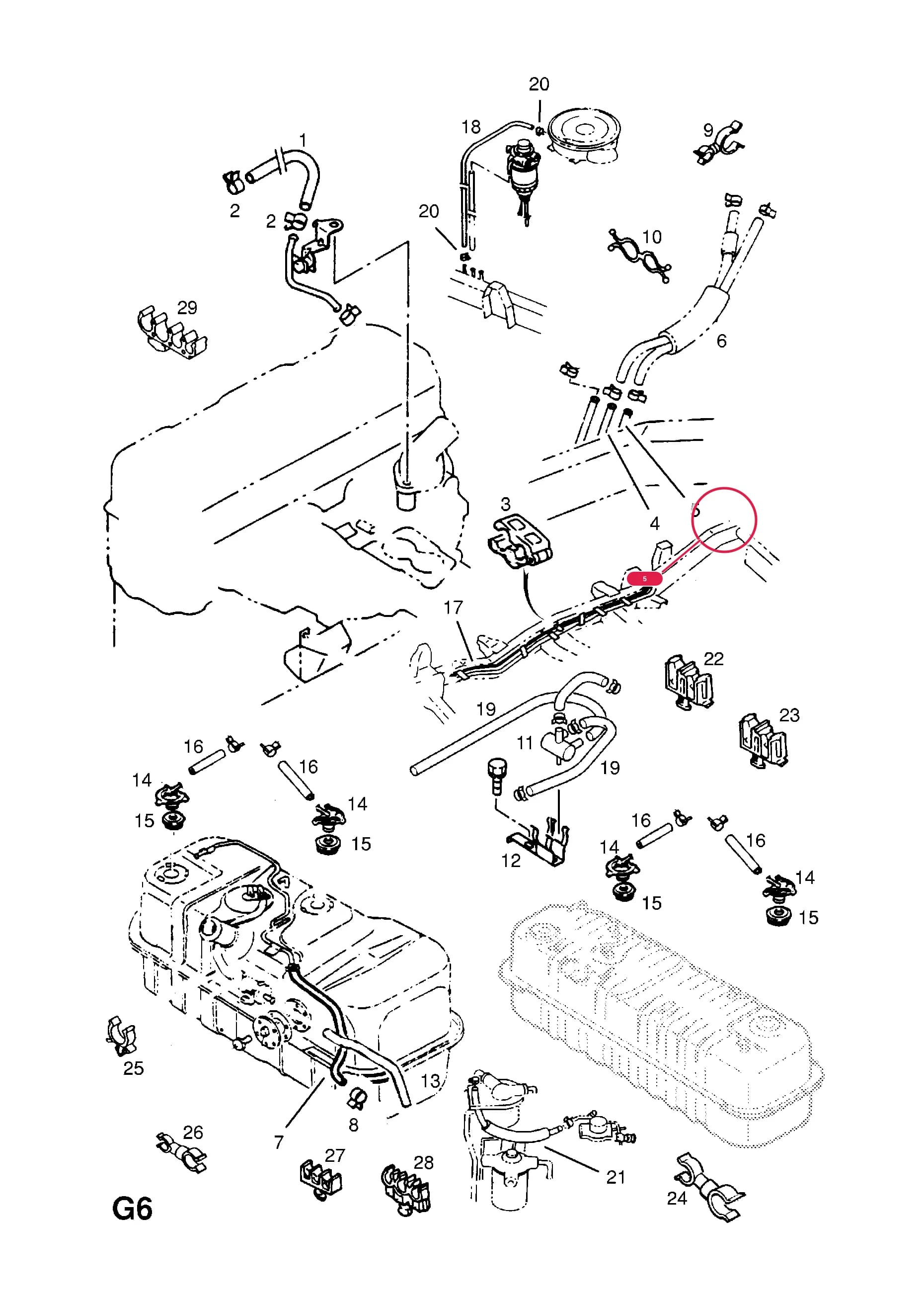 PIPE,HOSE TO HOSE,RETURN (NLS.- NO REPLACEMENT PART) — Opel  CAMPO ( 1991 -  1996) — G FUEL AND EXHAUST › 148.FUEL PIPES AND FITTINGS (CONTD.)