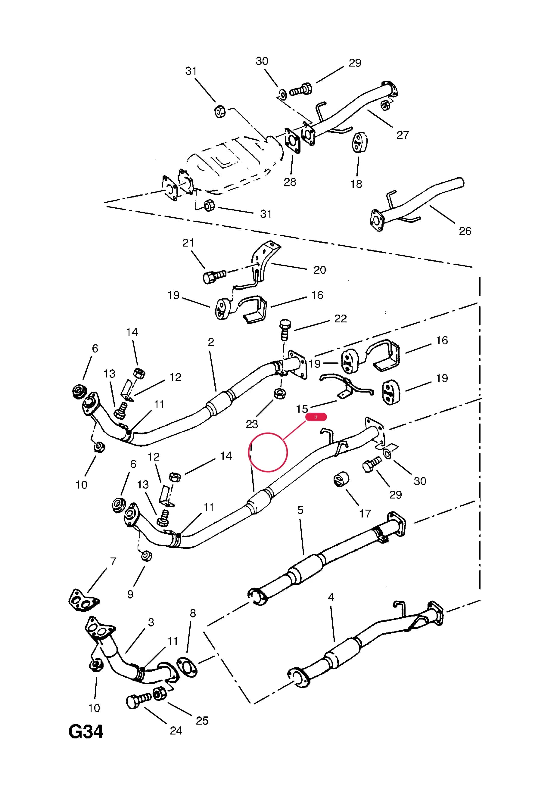 PIPE,ASSY.,FRONT (NLS.- NO REPLACEMENT PART)Примечание:EXC.SWITZERLAND,SWEDEN — Opel  CAMPO ( 1991 -  1996) — G FUEL AND EXHAUST › 86.EXHAUST PIPE,SILENCER AND CATALYTIC CONVERTER