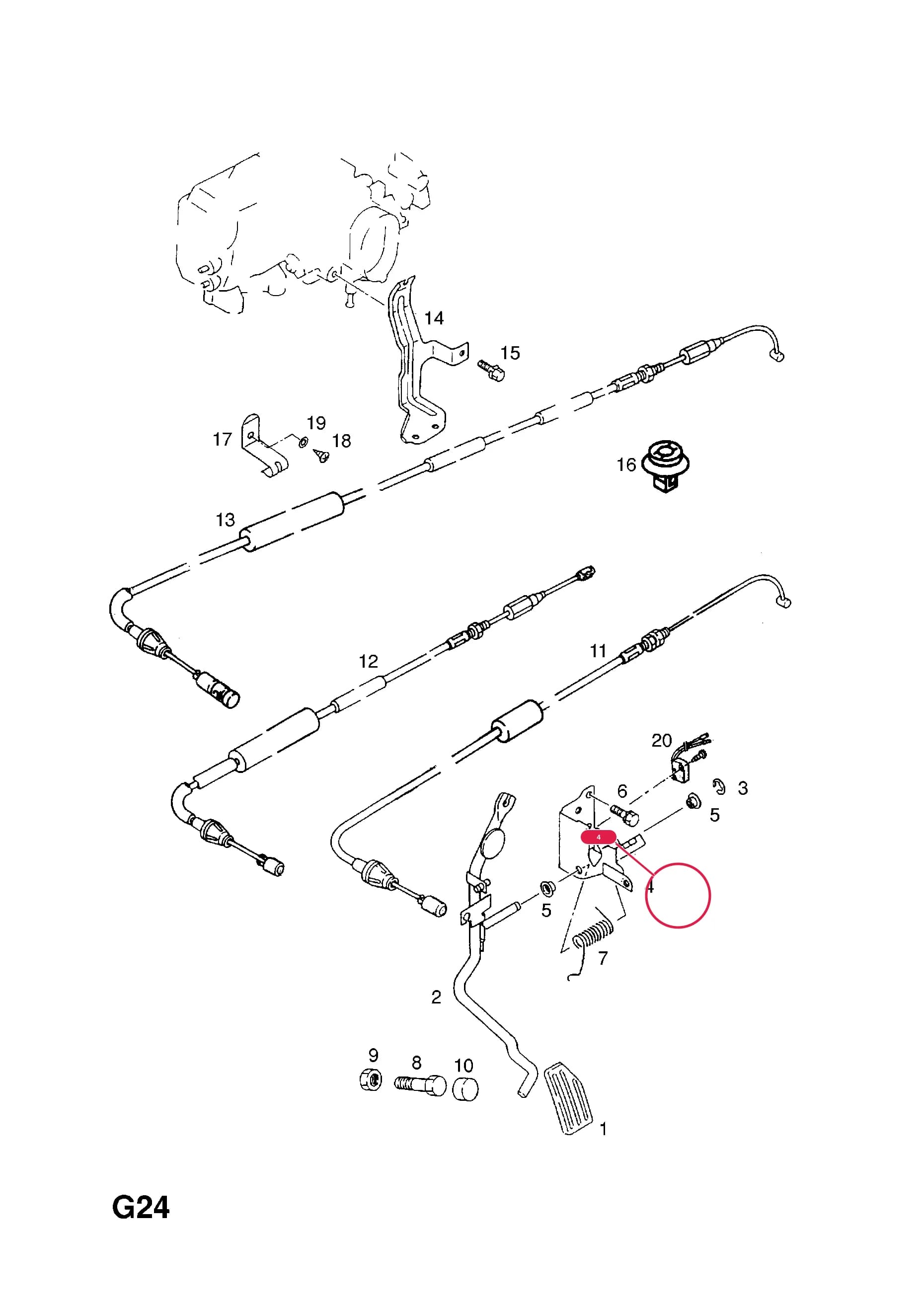 BRACKET,MOUNTING,PEDAL (NLS.- NO REPLACEMENT PART) — Opel  CAMPO ( 1991 -  1996) — G FUEL AND EXHAUST › 2.RIGHT HAND DRIVE