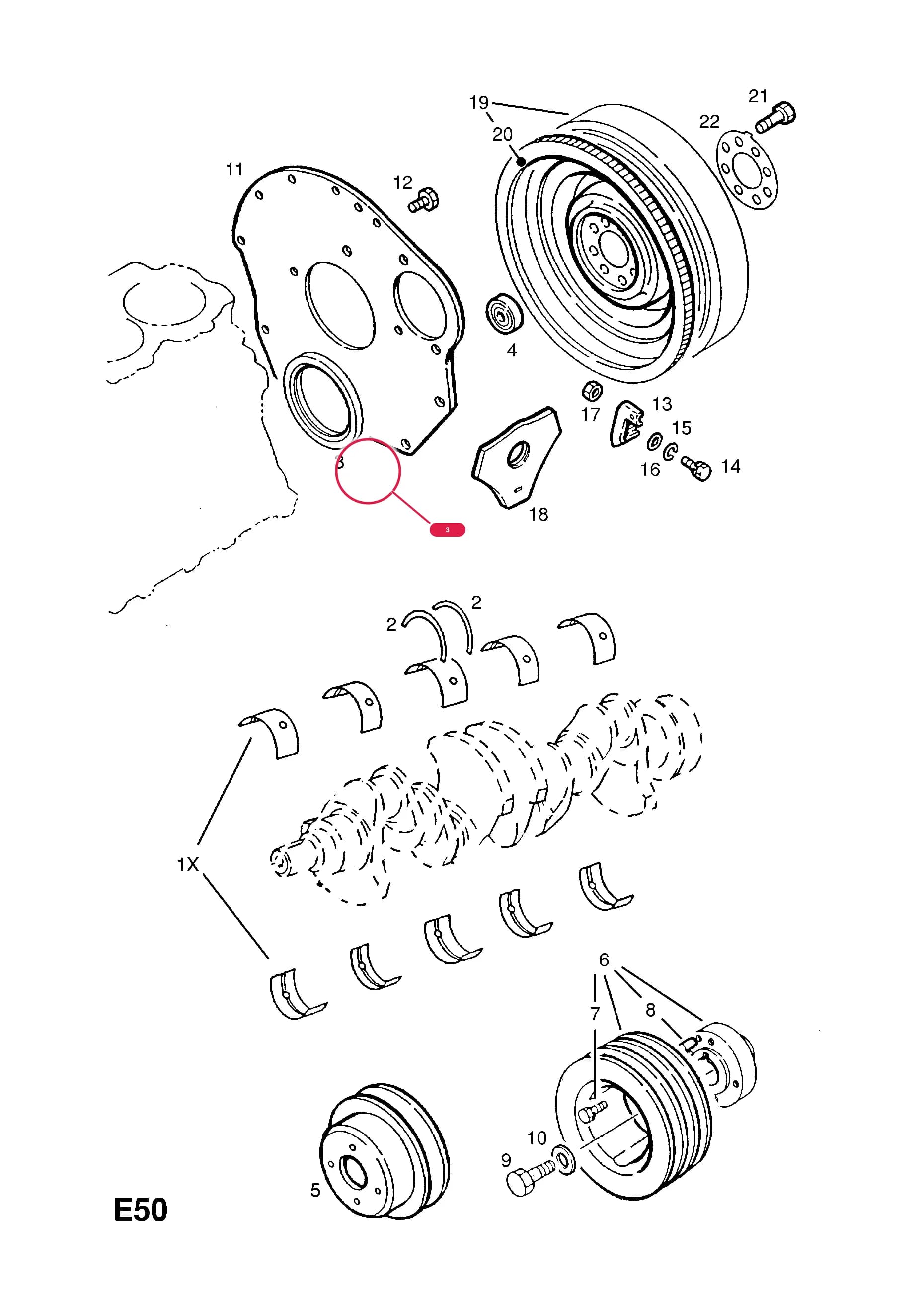 SEAL,CRANKSHAFT,REAR (NLS.- USE 97025206   43 02 972) — Opel  CAMPO ( 1991 -  1996) — E ENGINE AND CLUTCH › 3 25,25TD DIESEL ENGINE