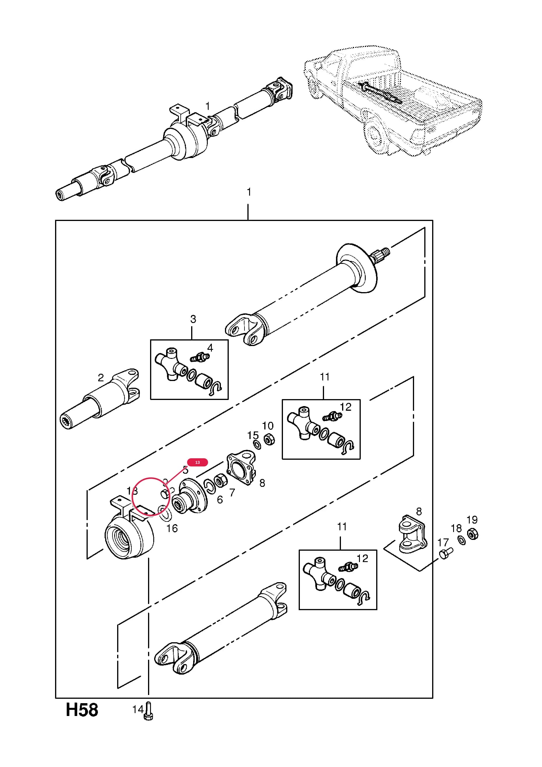 -BEARING,ASSY.,CENTRE — Opel  CAMPO ( 1997 -  2002) — H TRANSMISSION › 4 PROPELLER SHAFT AND FITTINGS