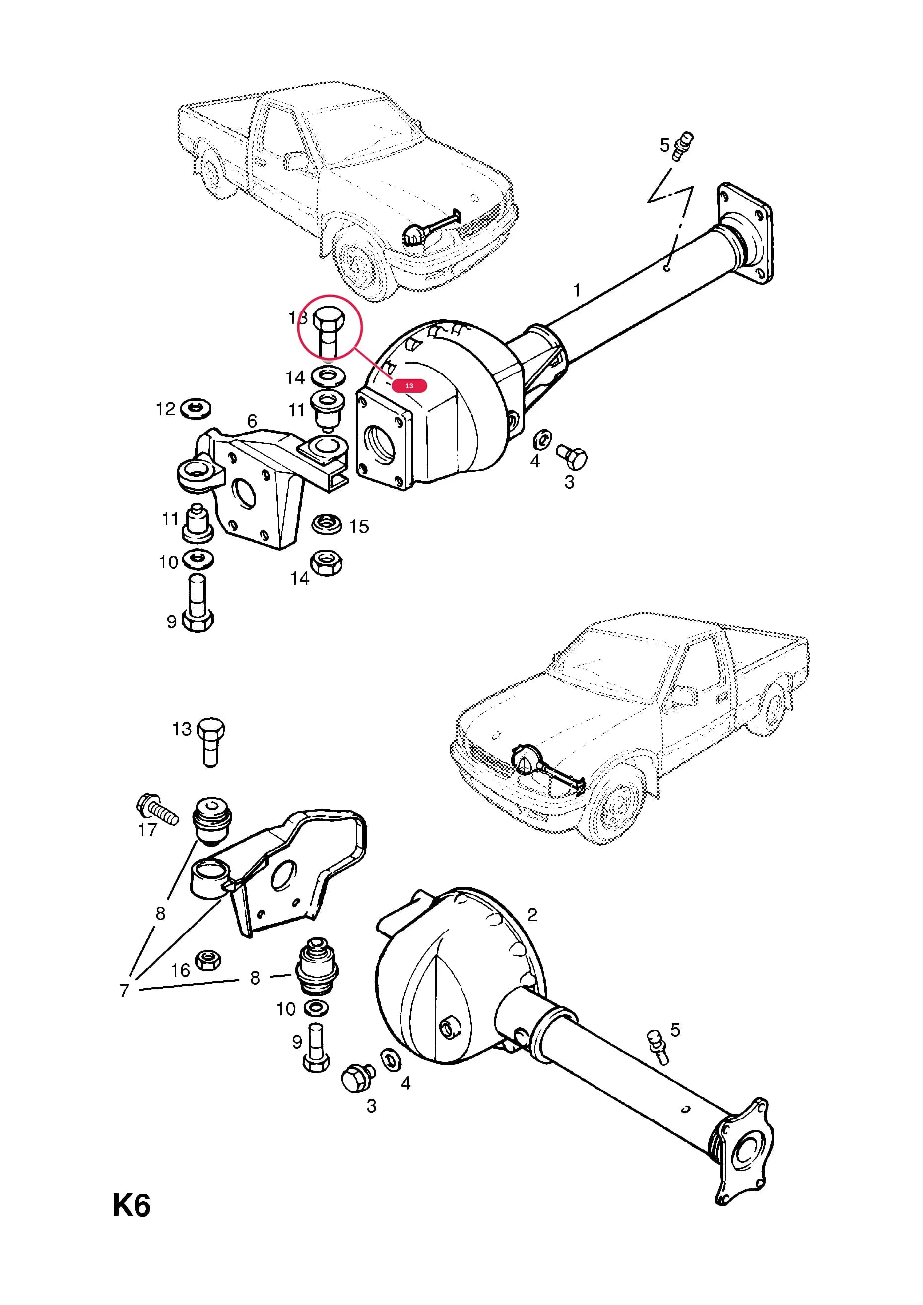 BOLT,FRONT MOUNTING,M14 X 75 (NLS.- NO REPLACEMENT PART) — Opel  CAMPO ( 1997 -  2002) — K FRONT AXLE AND SUSPENSION › 2 MODEL TFS