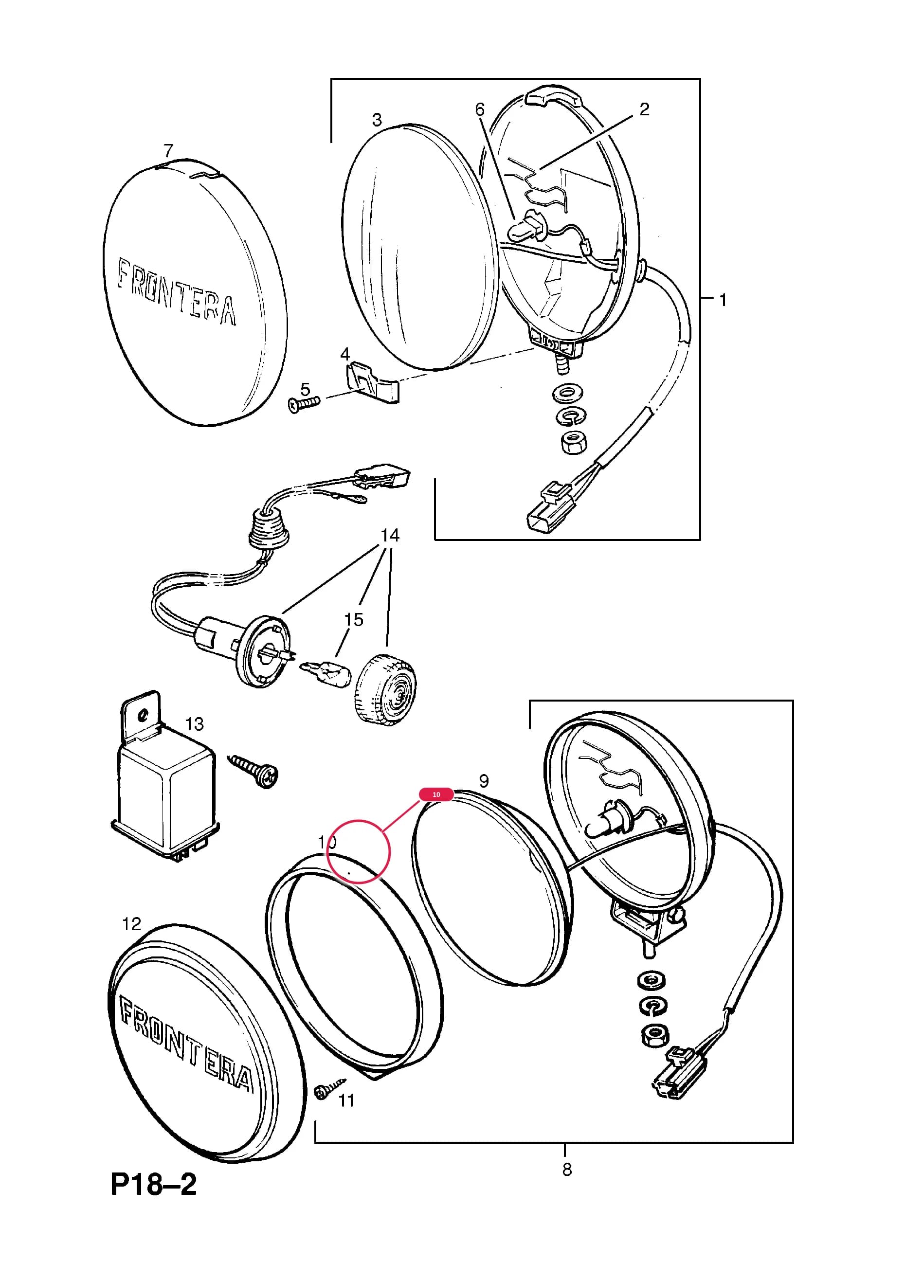 -BEZEL,LONG RANGE DRIVING LAMP (NLS.- NO REPLACEMENT PART) — Opel  FRONTERA-A ( 1992 -  1998) — P ELECTRICAL › 5 EXTERIOR LIGHTING