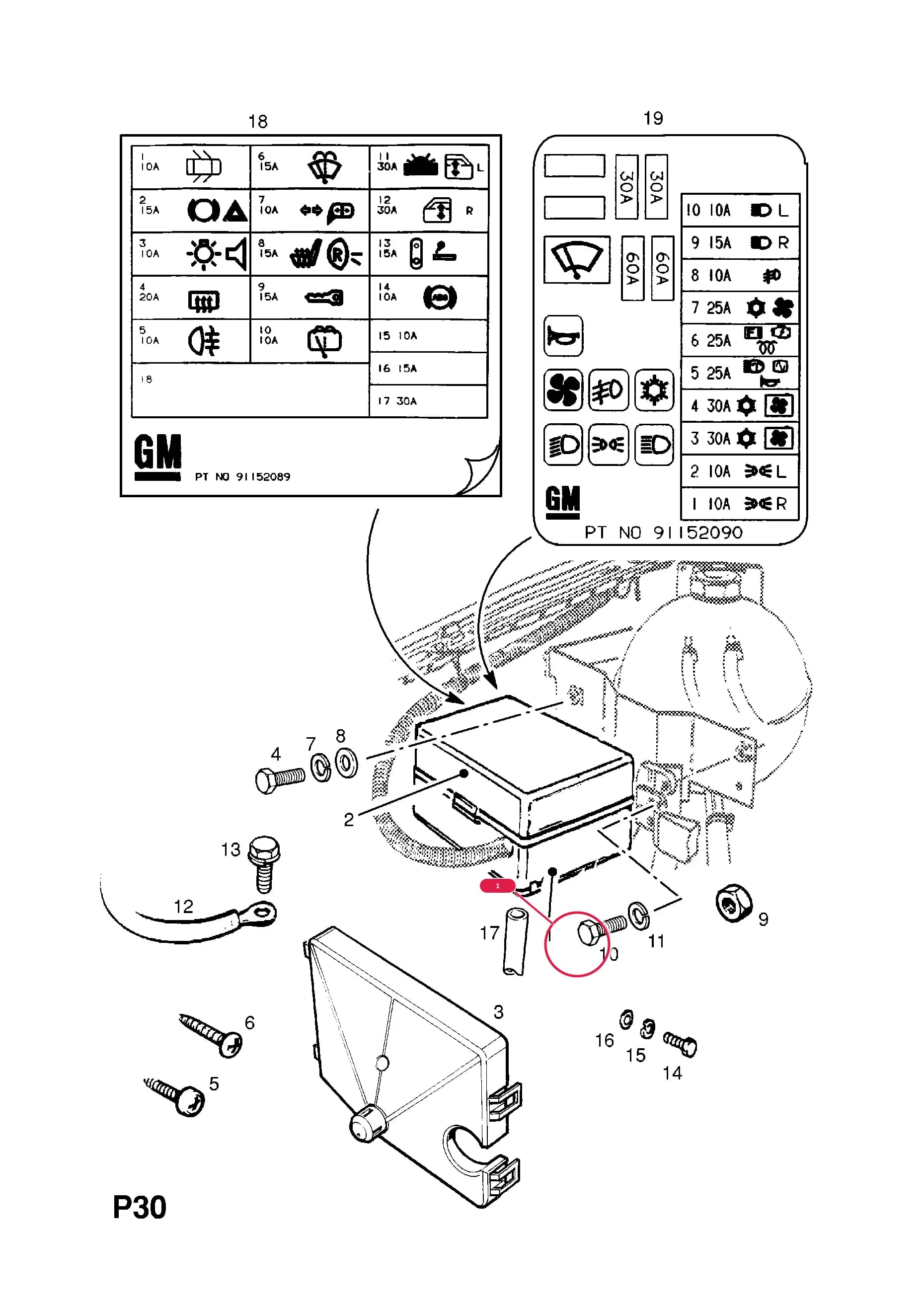BOX,FUSE (NLS.- NO REPLACEMENT PART) — Opel  FRONTERA-A ( 1992 -  1998) — P ELECTRICAL › 9 FUSES
