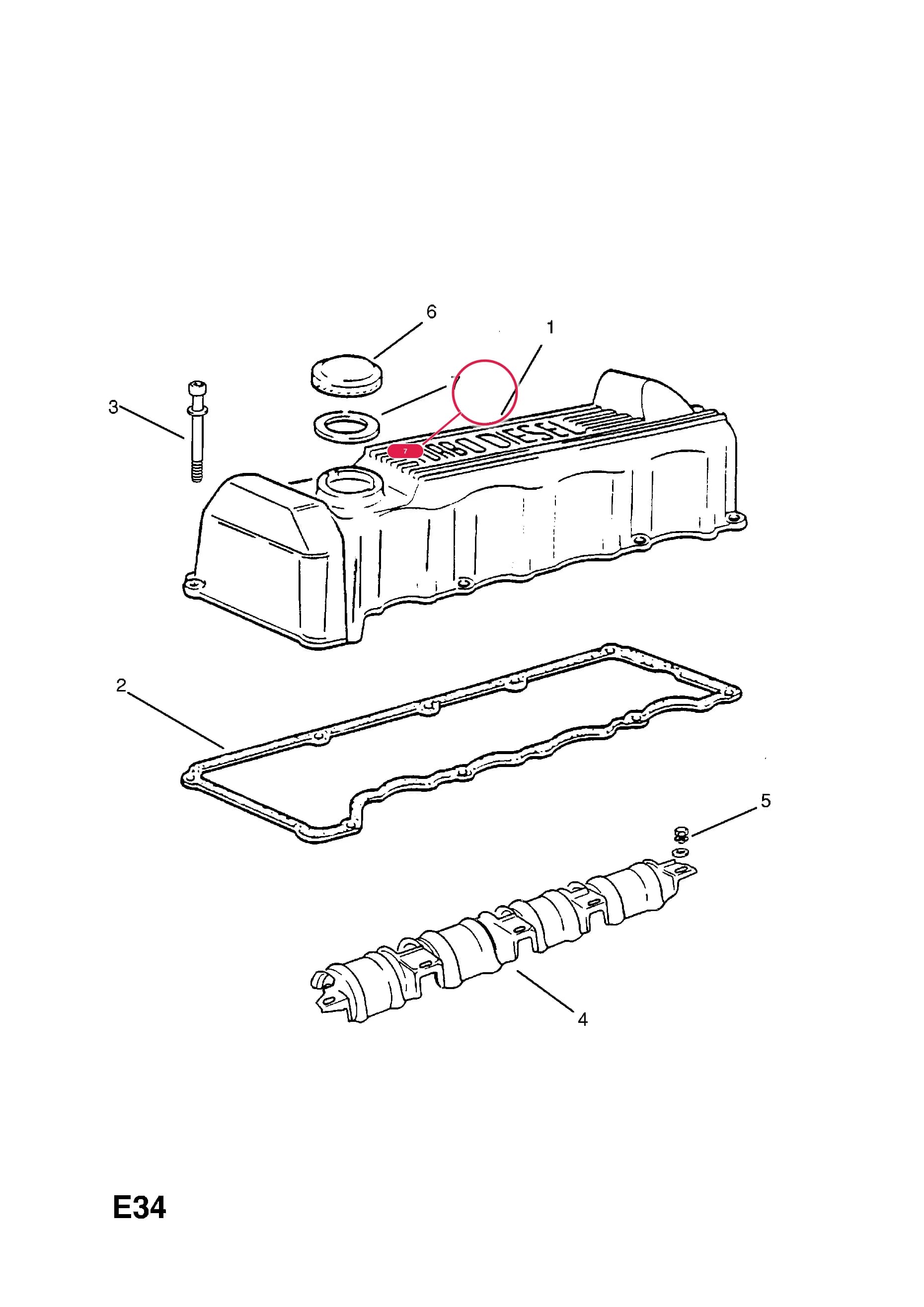 GASKET,OIL FILLER CAP — Opel  FRONTERA-A ( 1992 -  1998) — E ENGINE AND CLUTCH › 5 23TD DIESEL ENGINE