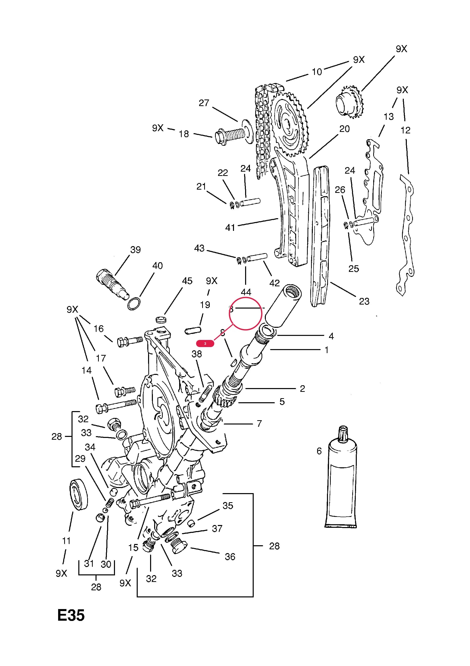 SLEEVE,PUMP DRIVE SHAFT (NLS.- NO REPLACEMENT PART) — Opel  FRONTERA-A ( 1992 -  1998) — E ENGINE AND CLUTCH › 5 23TD DIESEL ENGINE